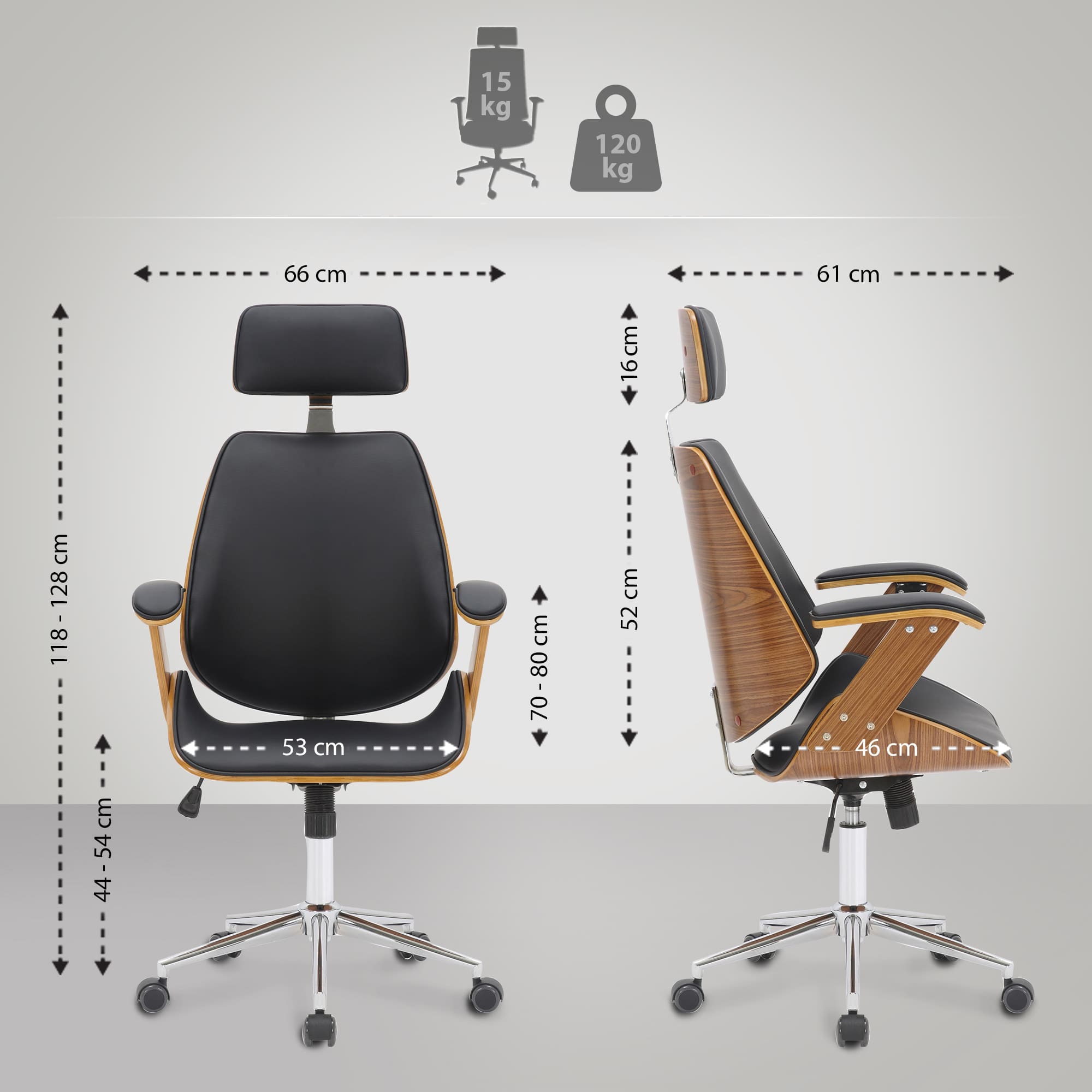 Silla de oficina Chicago en cuero sintético & Madera