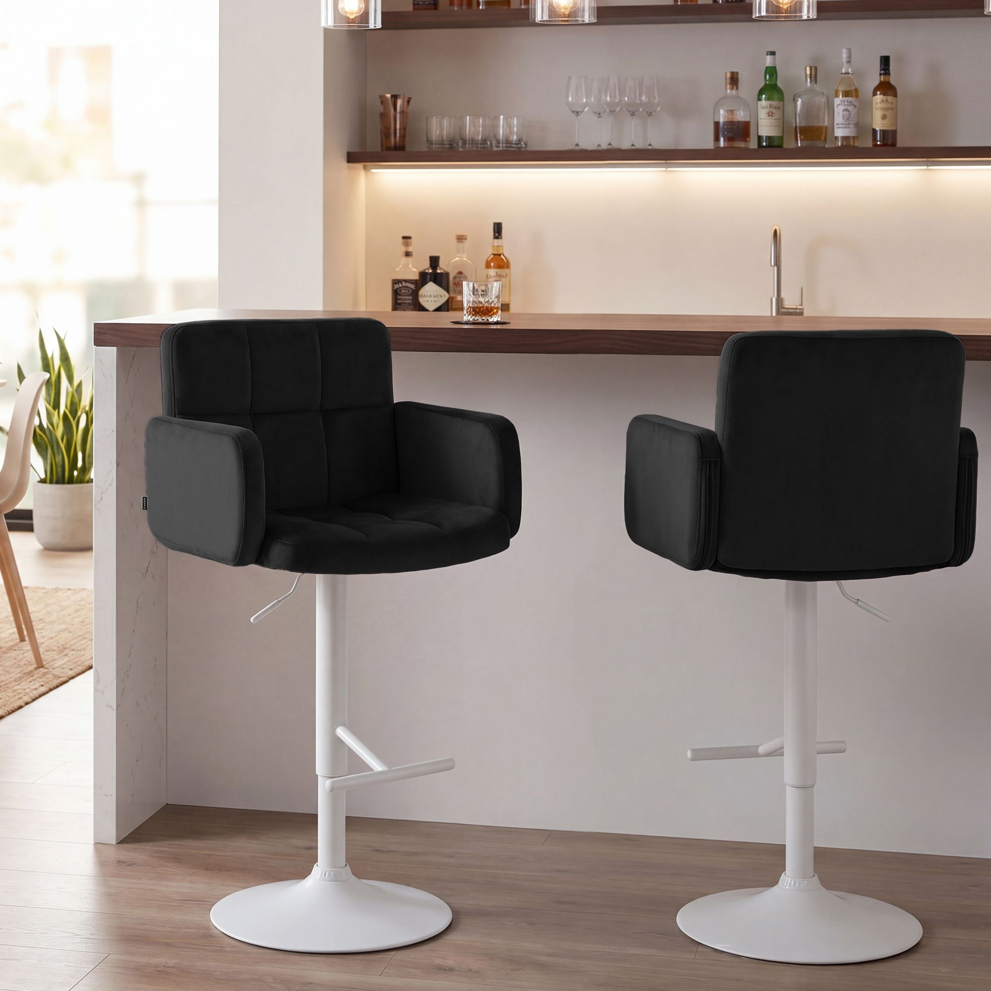 Lote de 2 taburetes de bar Los Angeles terciopelo