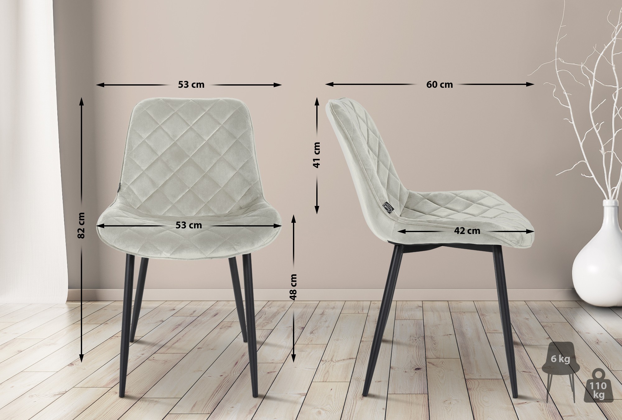 Silla de comedor Springs en terciopelo
