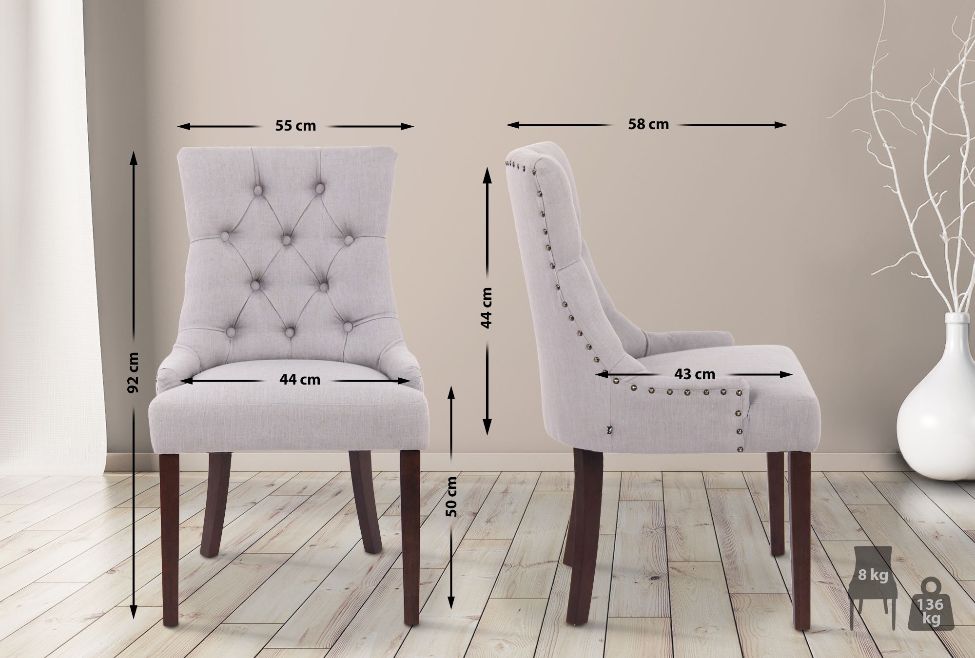 Silla De Comedor Aberdeen En Tela