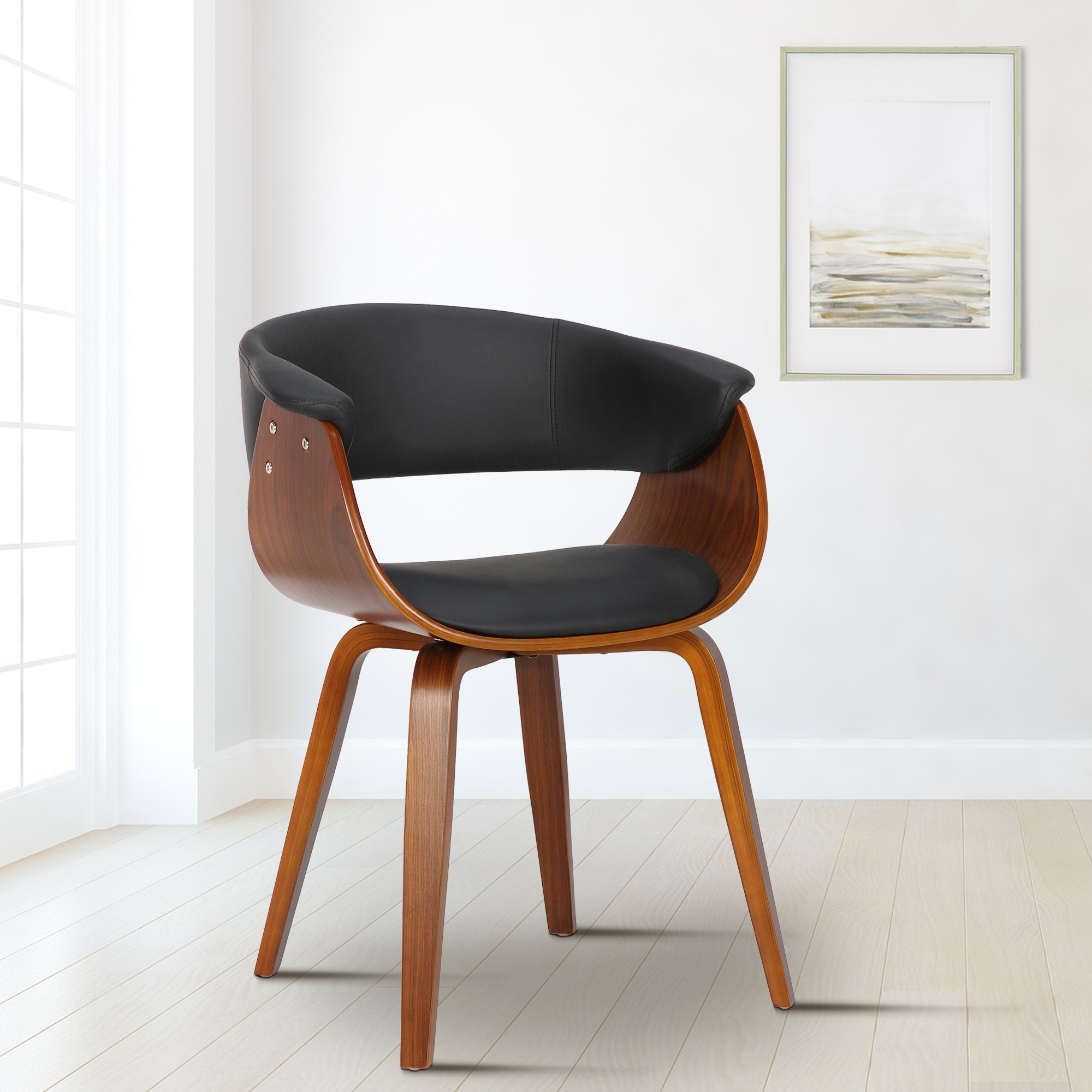 Silla Bruce de madera & polipiel