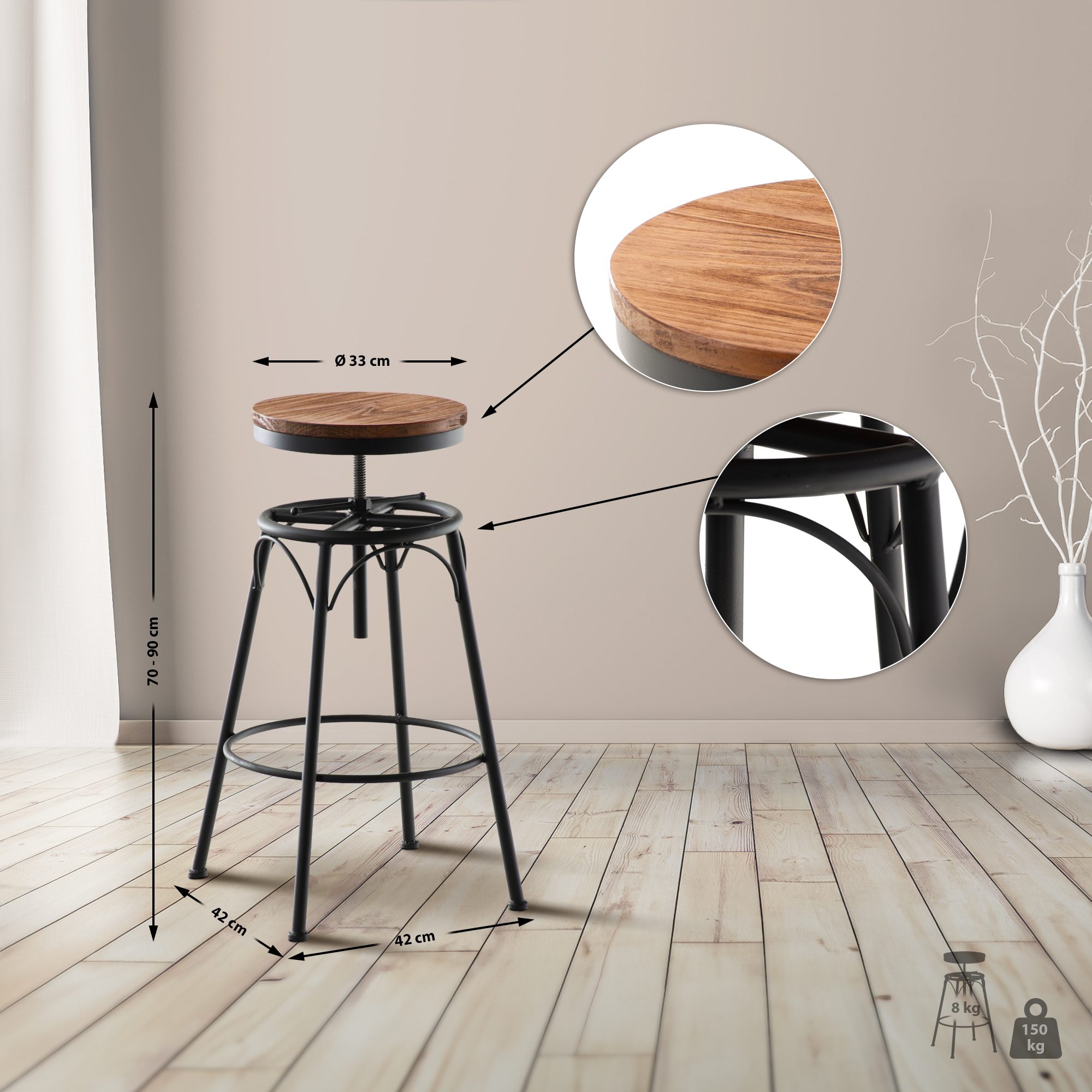 Taburete Industrial Beam