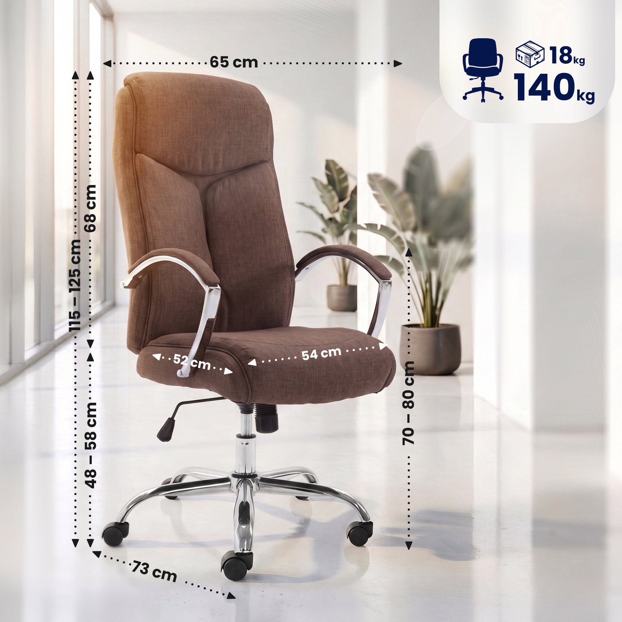 Silla de oficina Arlen tapizada en tela