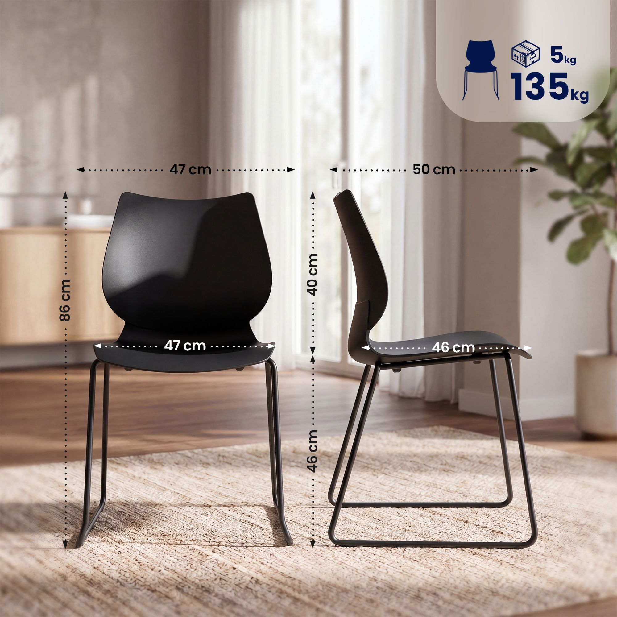 Set de 2 sillas apilables Houma