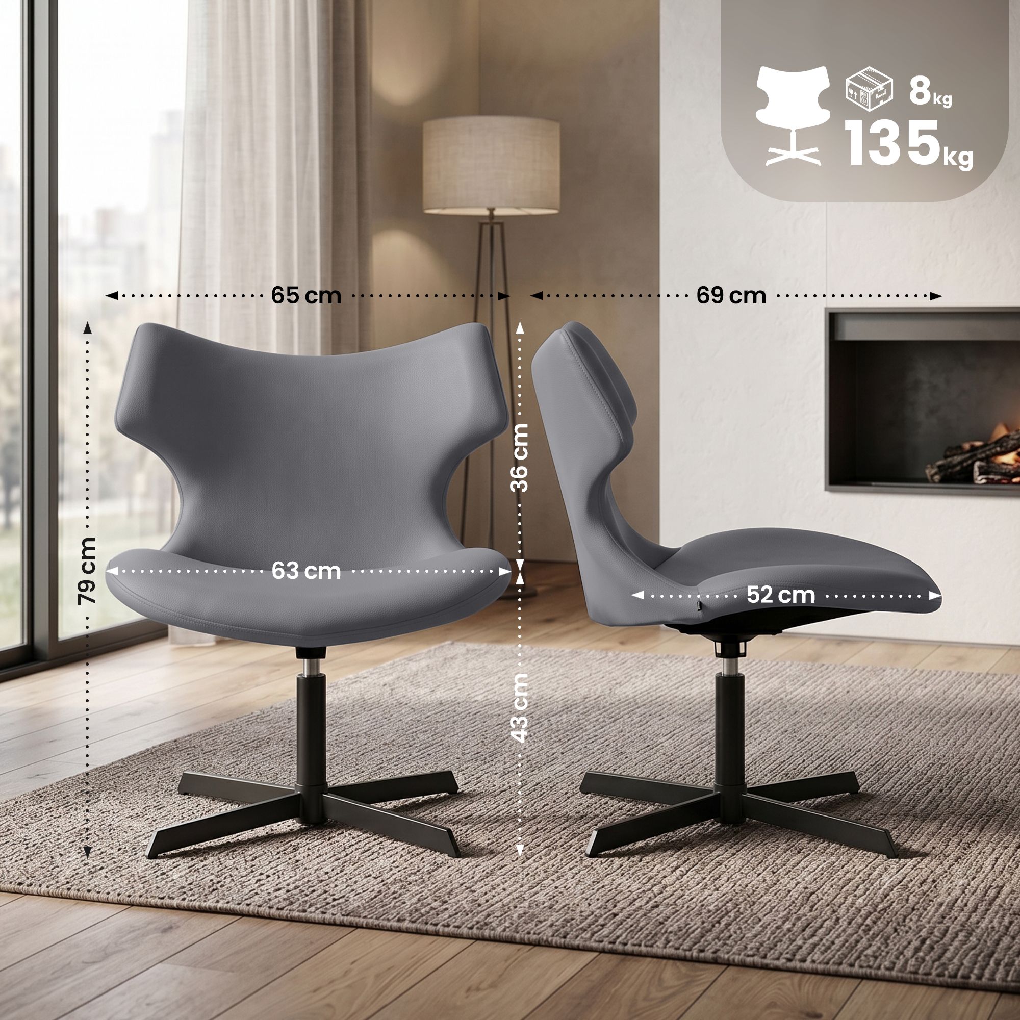 Set de 2 sillas lounge Welland de polipiel