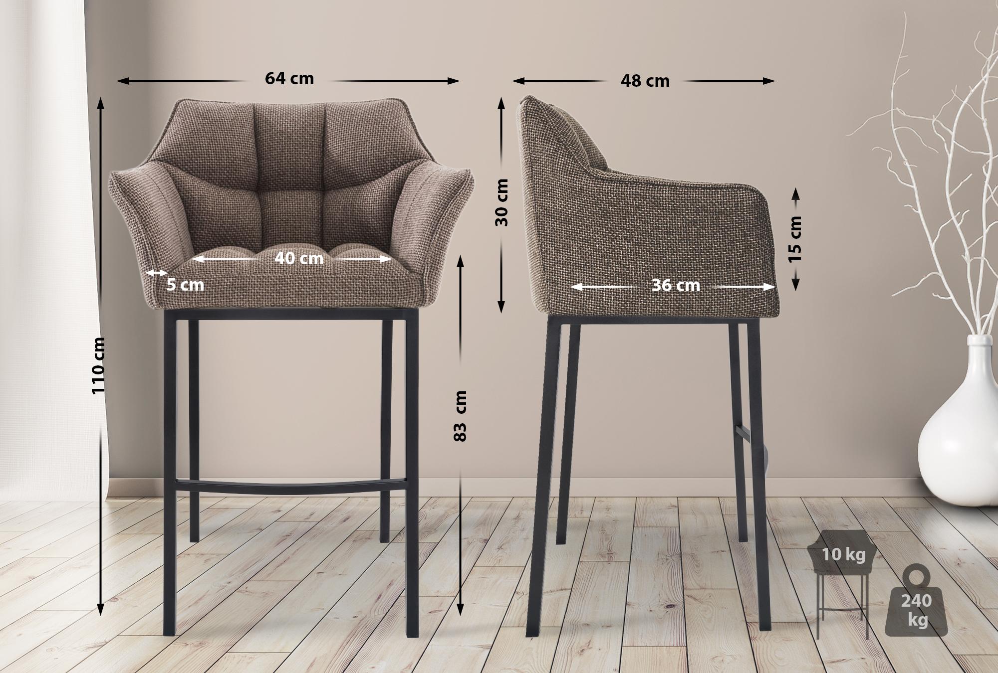 Taburete de Bar Damaso Tela con Base de Cuatro Patas