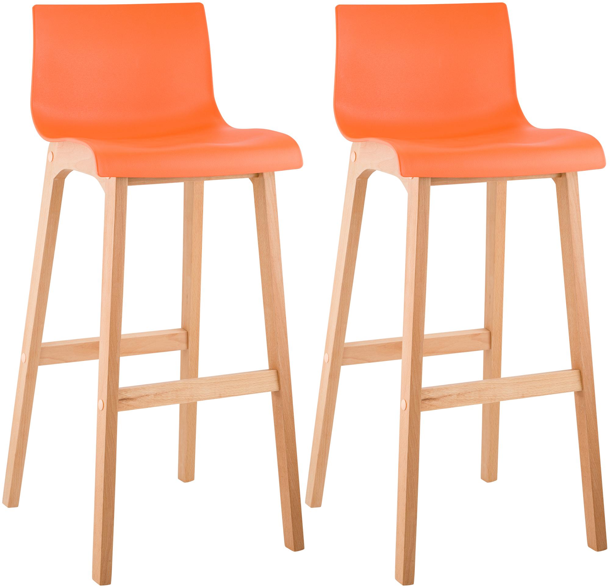 Juego de 2 taburetes de bar Hover Asiento de plástico Base de cuatro patas Natura