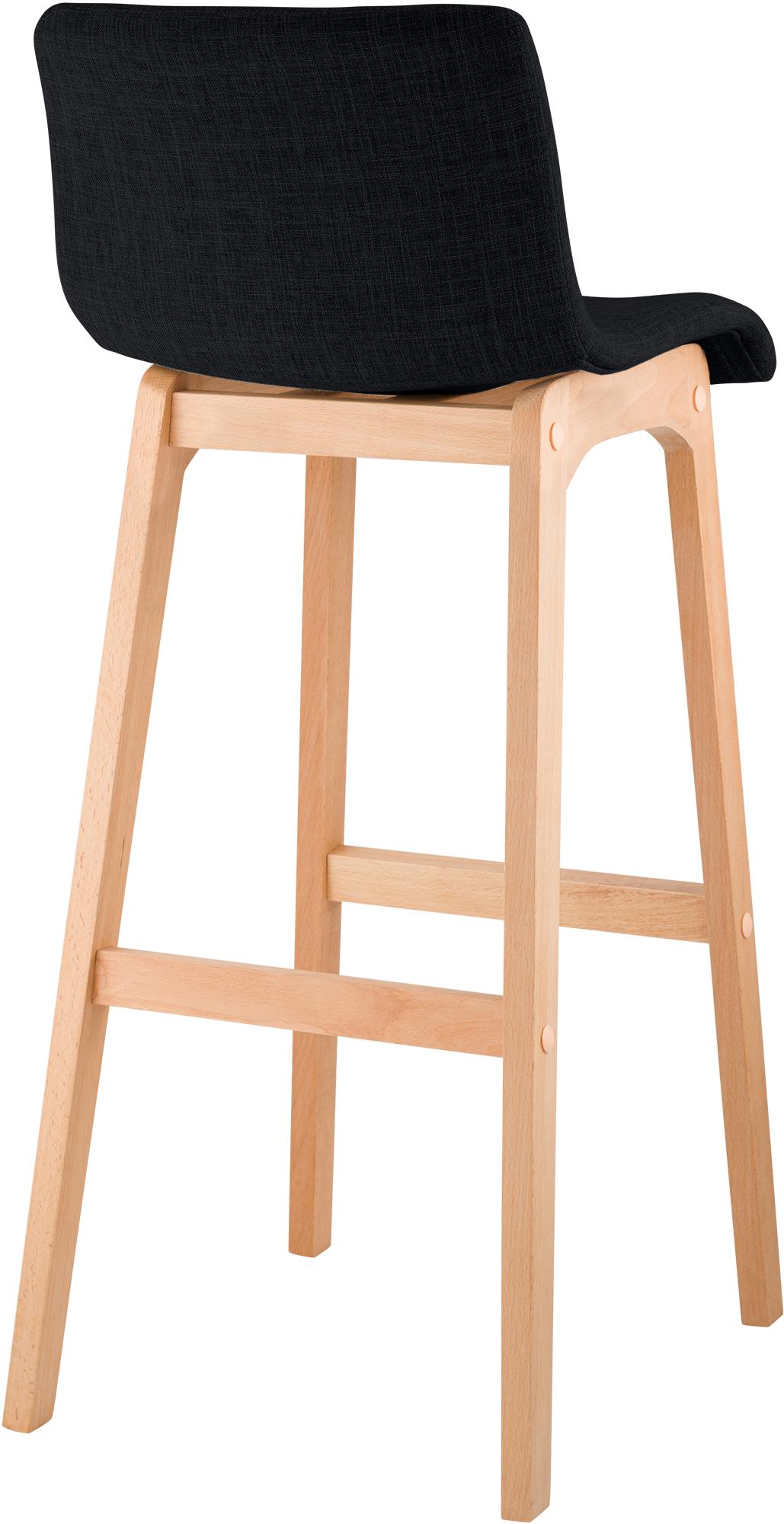 Juego de 2 taburetes de bar Hover, asiento de tela, patas de madera de haya natural