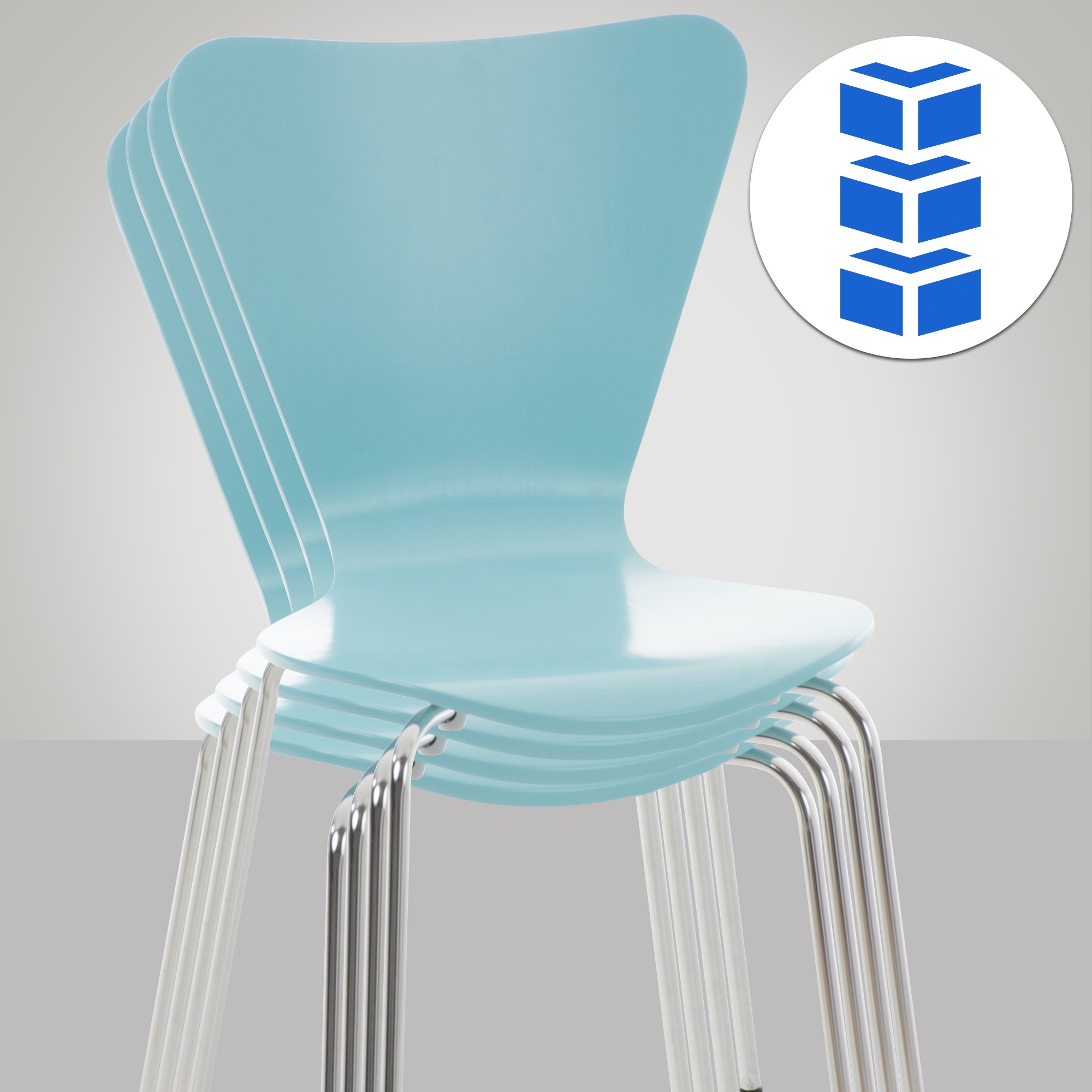 Silla de Visita Apilable Calisto Azul claro