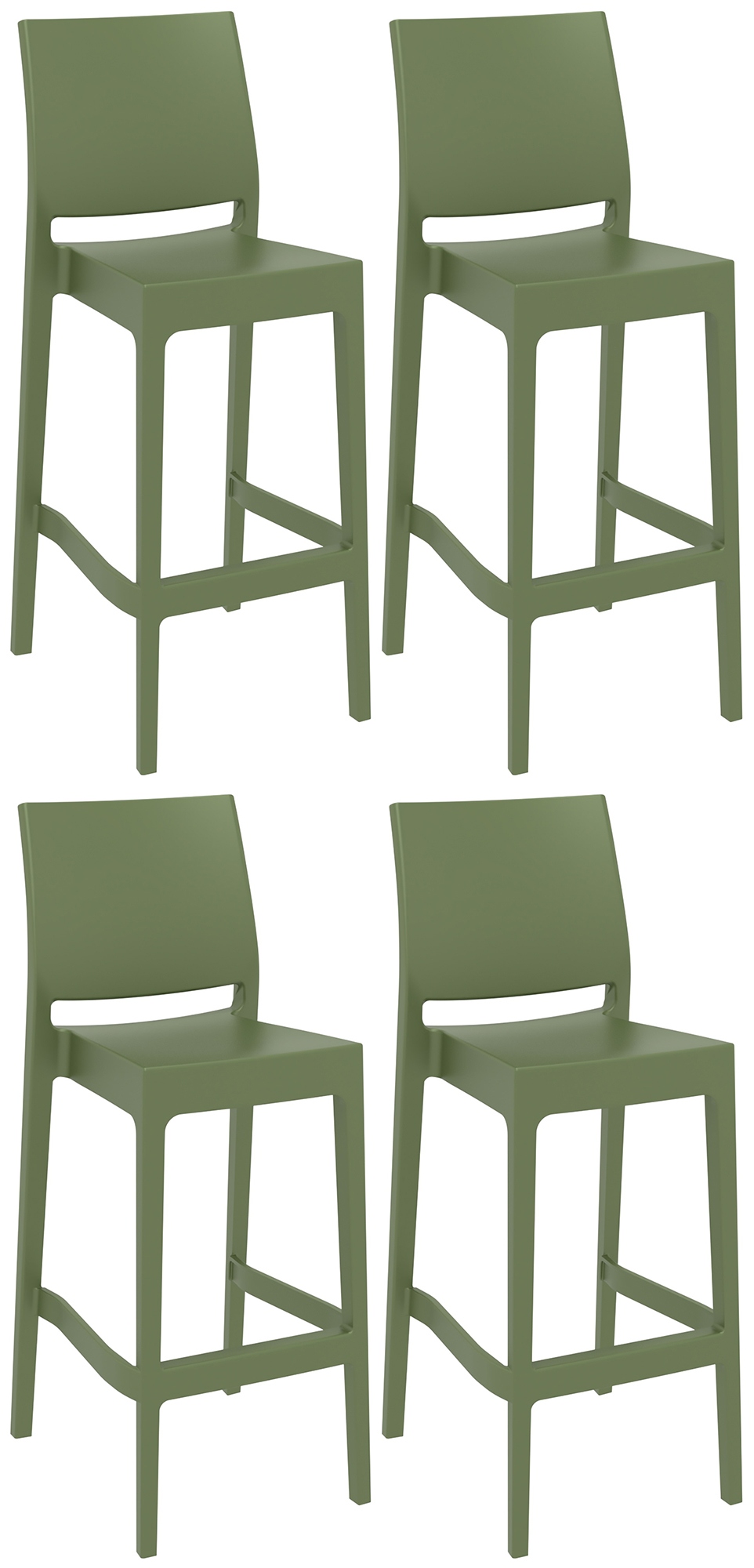 Juego de 4 taburetes de bar Maya de plastico
