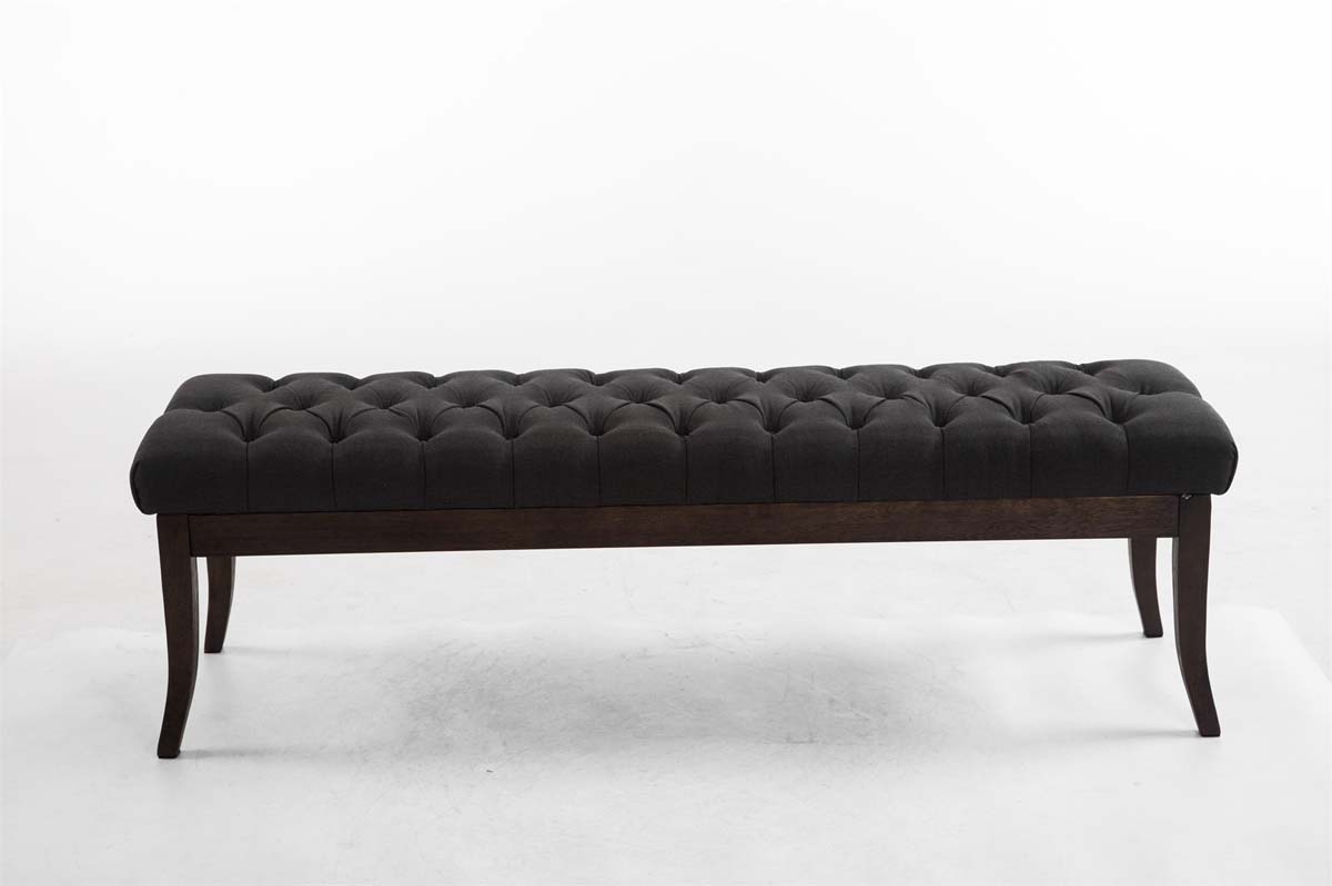 Taburete Recibidor Ramses En Tela & Madera Oscura