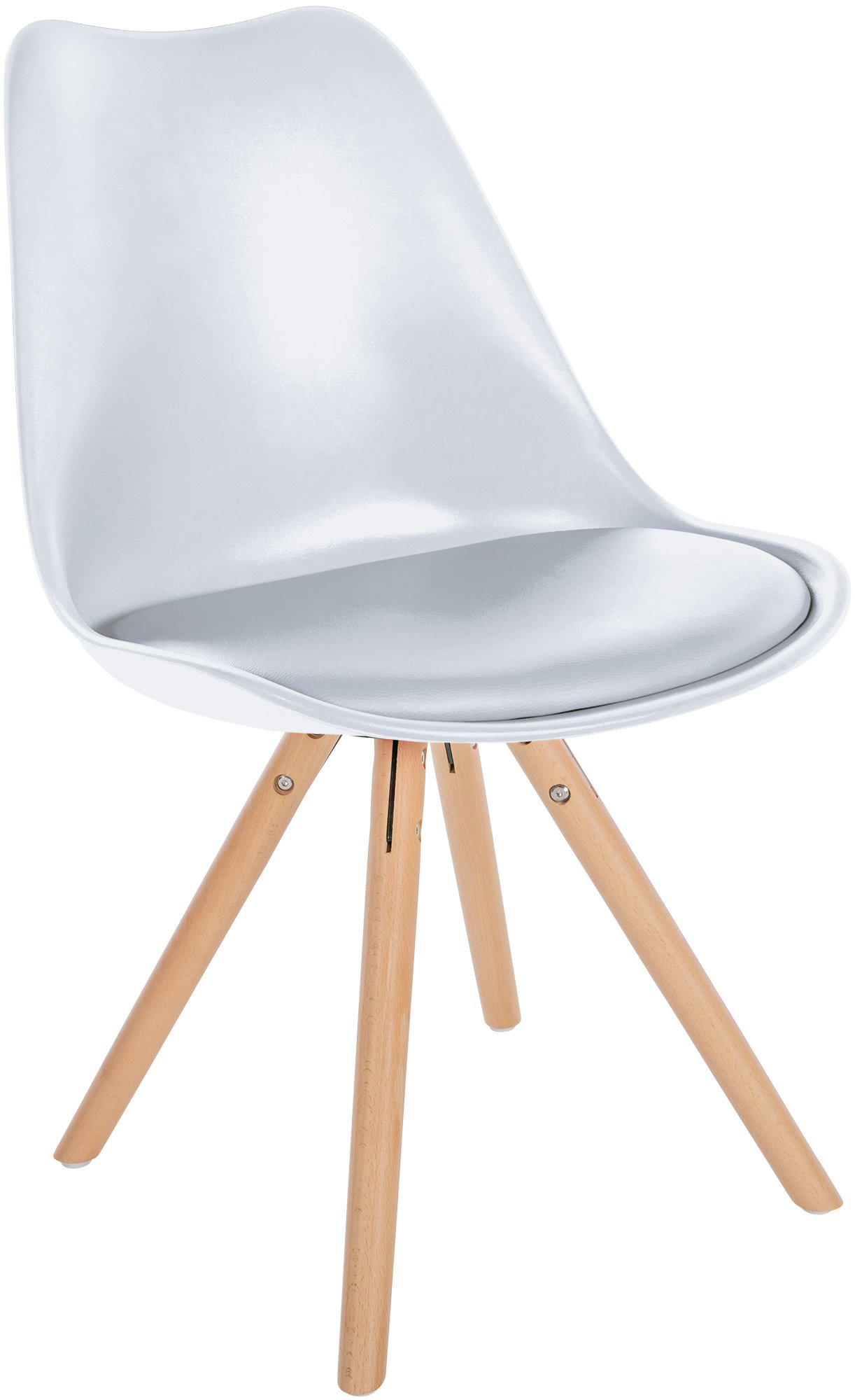 Set de 4 sillas de comedor Sofia con base de madera y asiento en polipiel