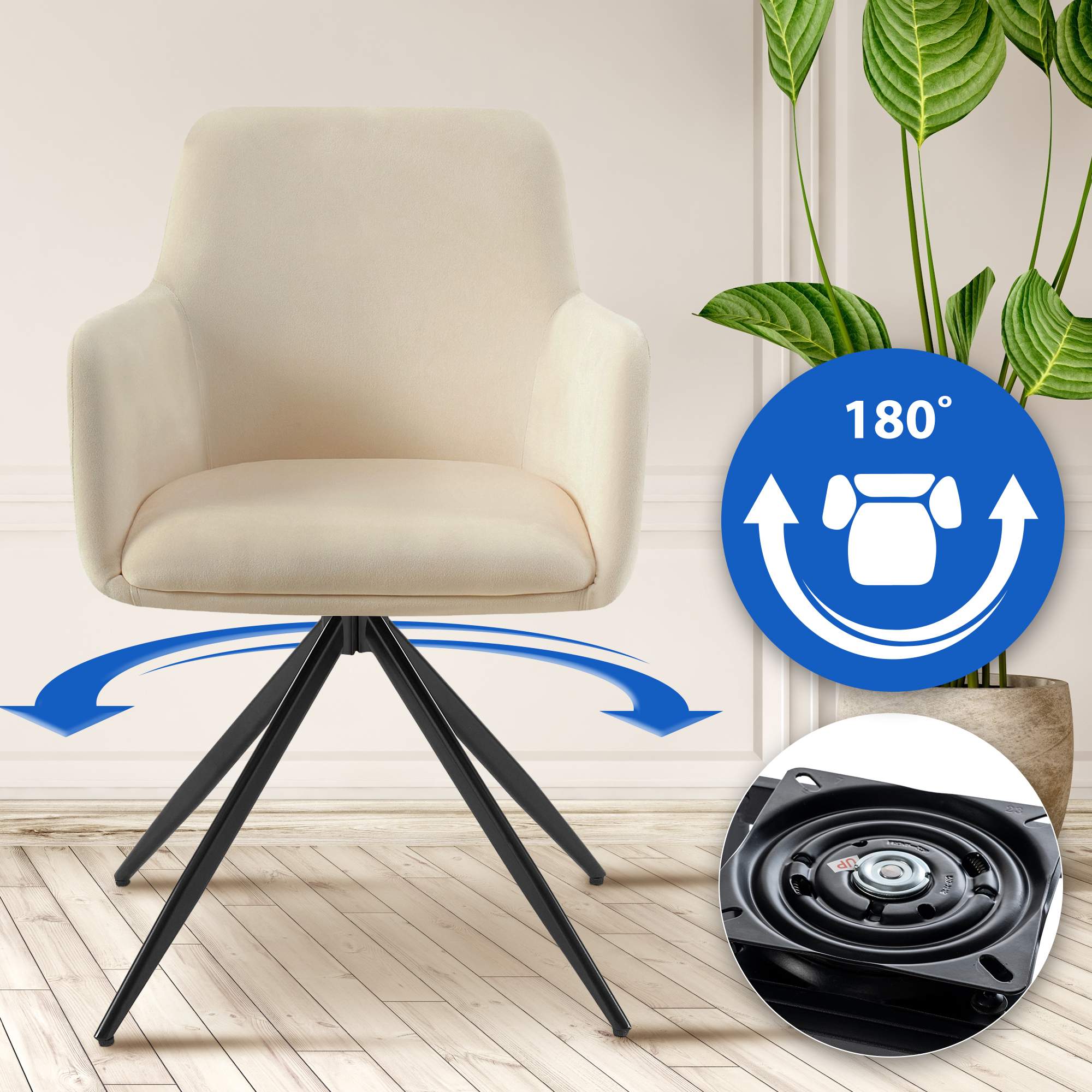 Silla de comedor Olema en terciopelo
