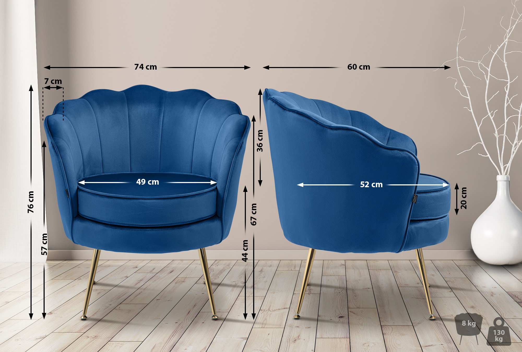 Sillón Rosita en terciopelo