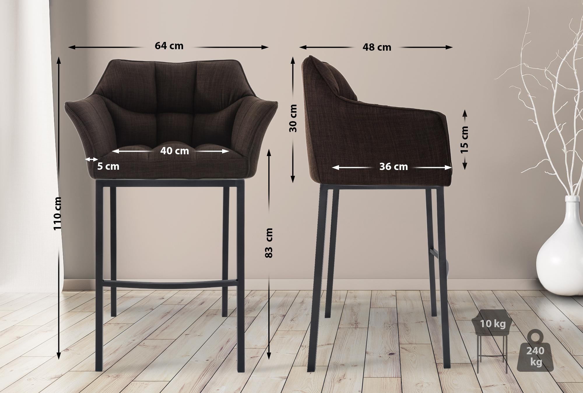 Taburete de Bar Damaso Tela con Base de Cuatro Patas