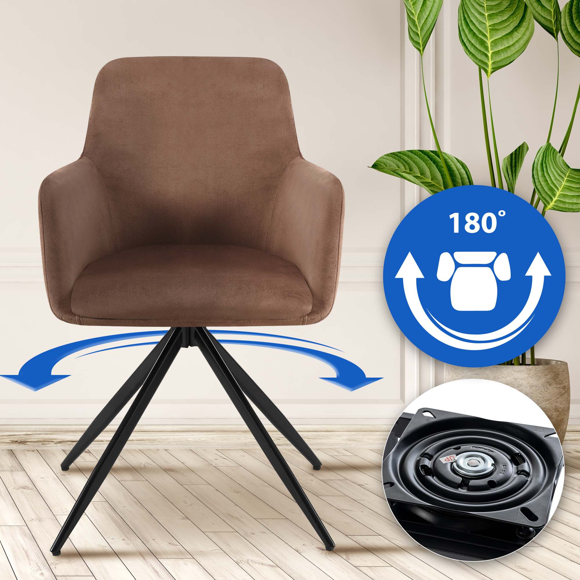 Silla de comedor Olema en terciopelo
