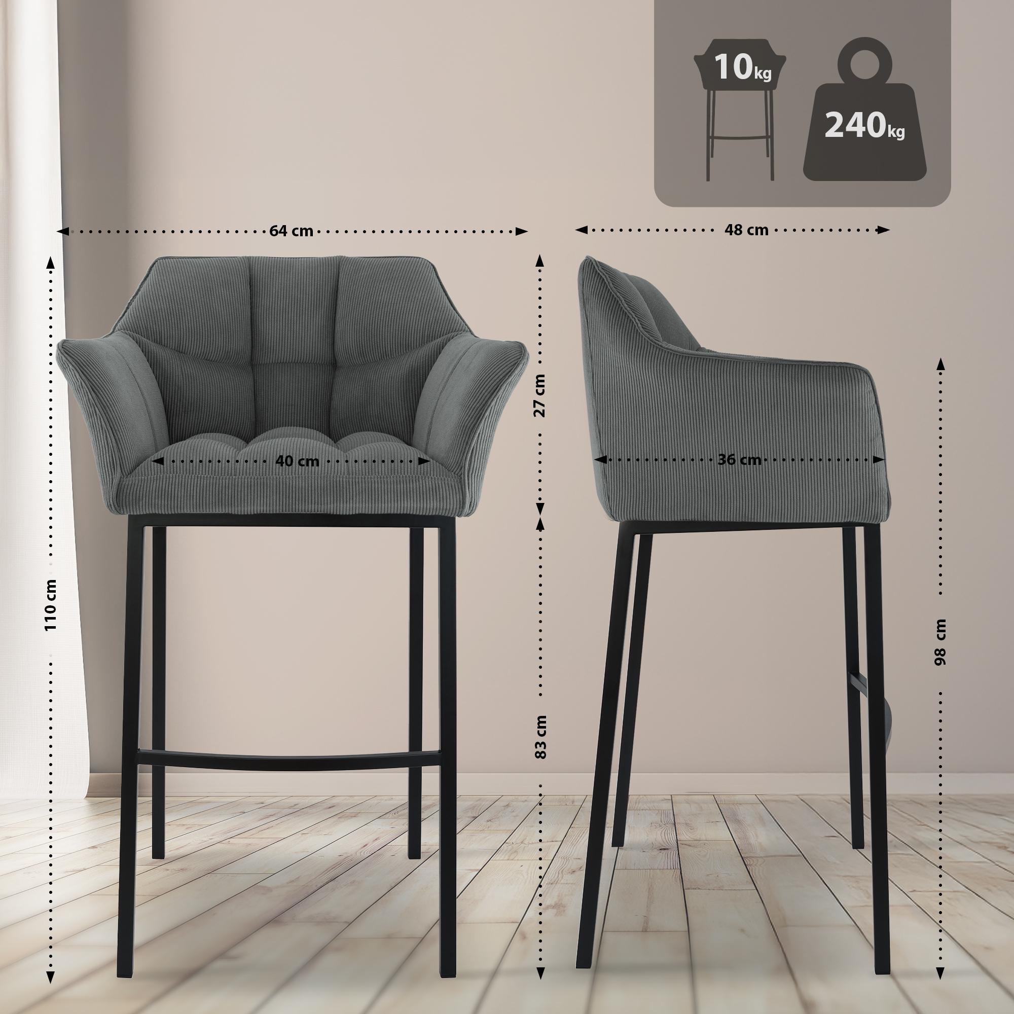 Taburete de bar Damaso Cord con base de cuatro patas