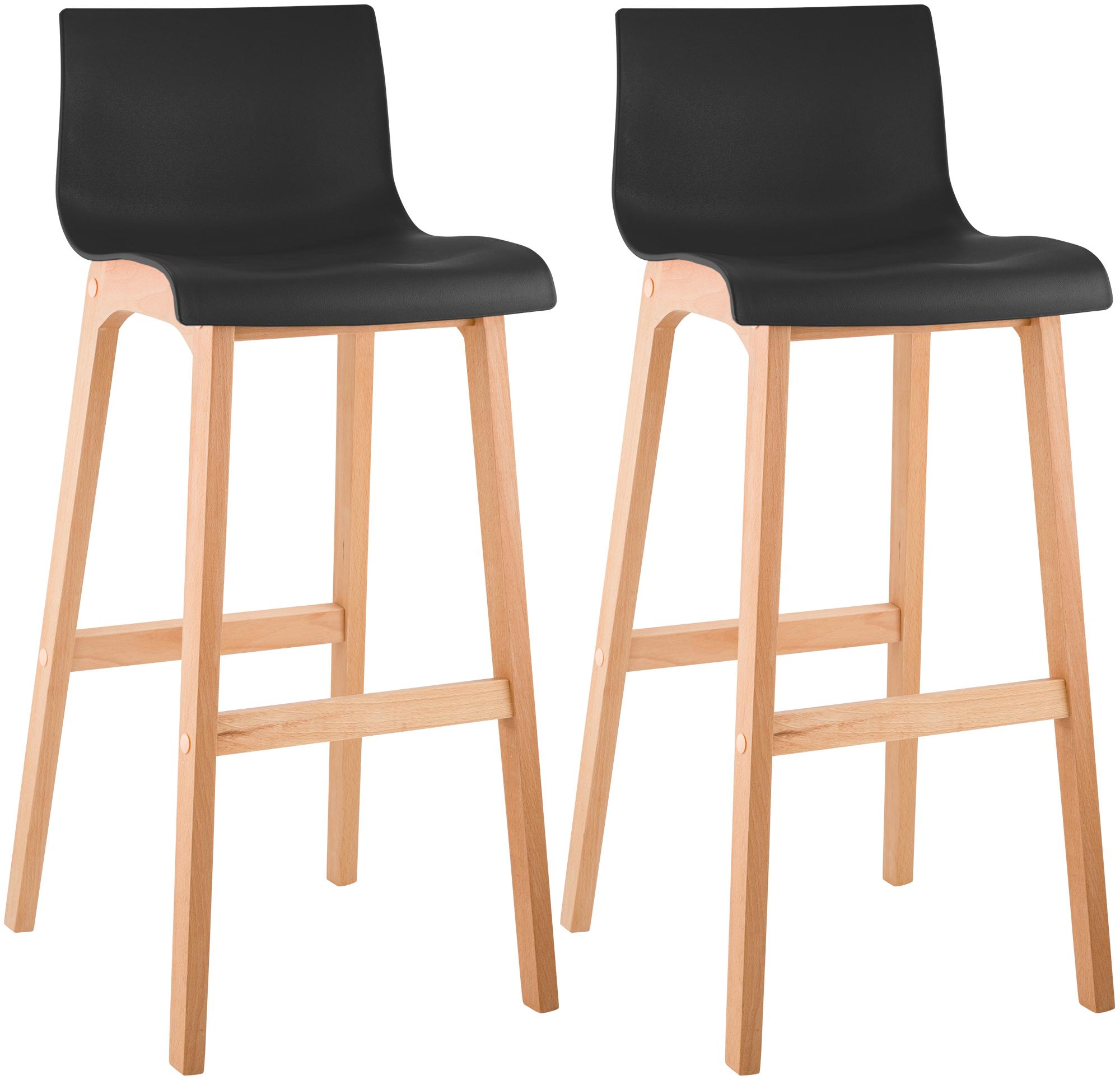 Juego de 2 taburetes de bar Hover Asiento de plástico Base de cuatro patas Natura