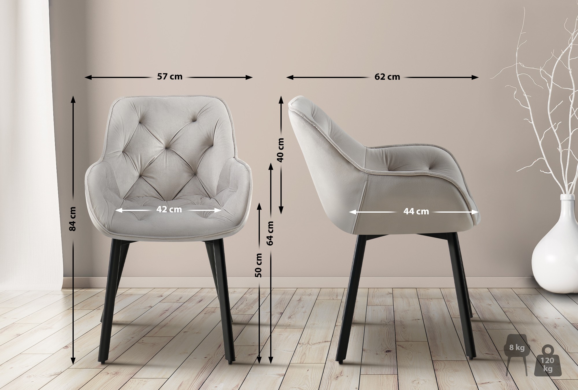 Juego de 2 Sillas de Comedor Antigo Giratorias de Terciopelo