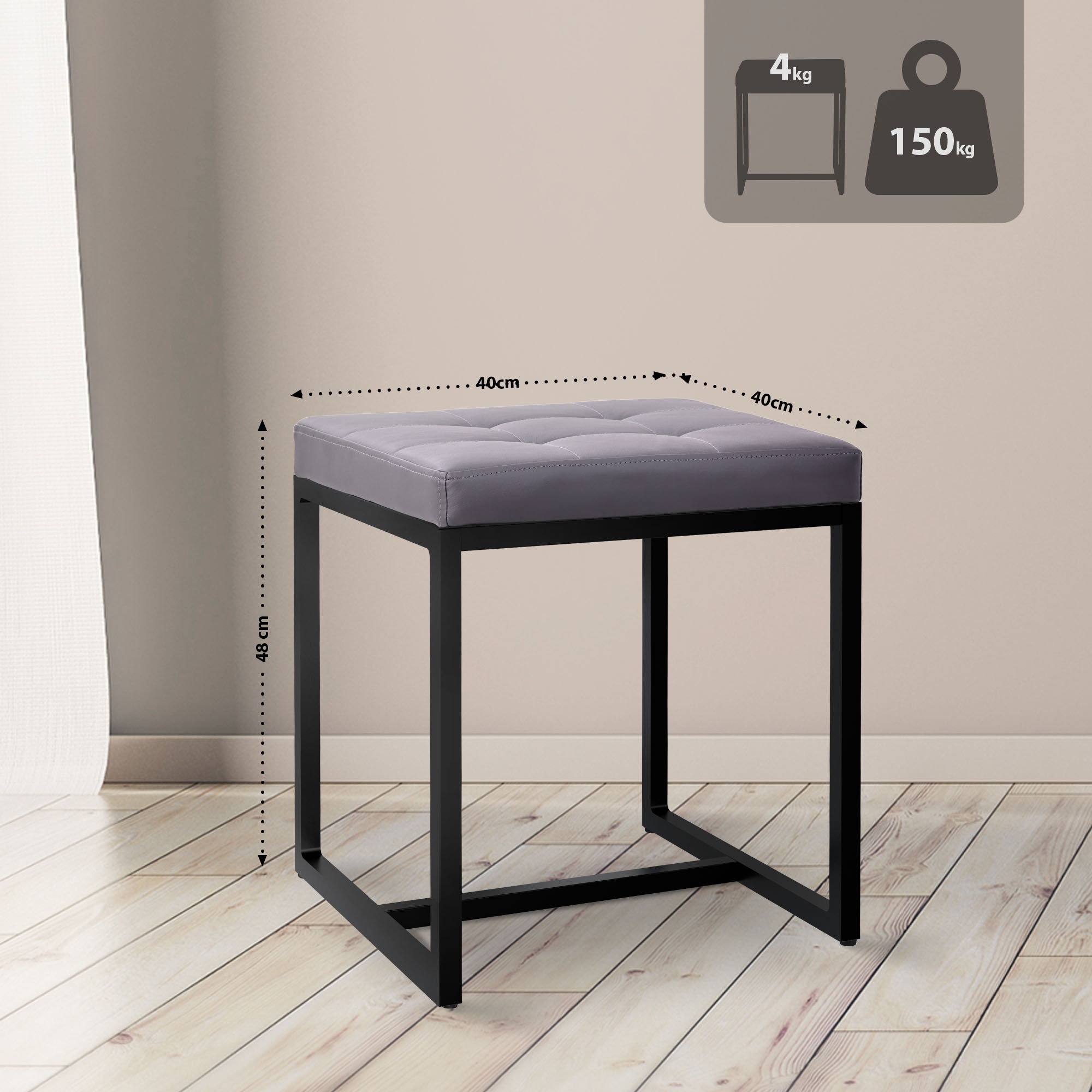 Taburete Barci con marco negro