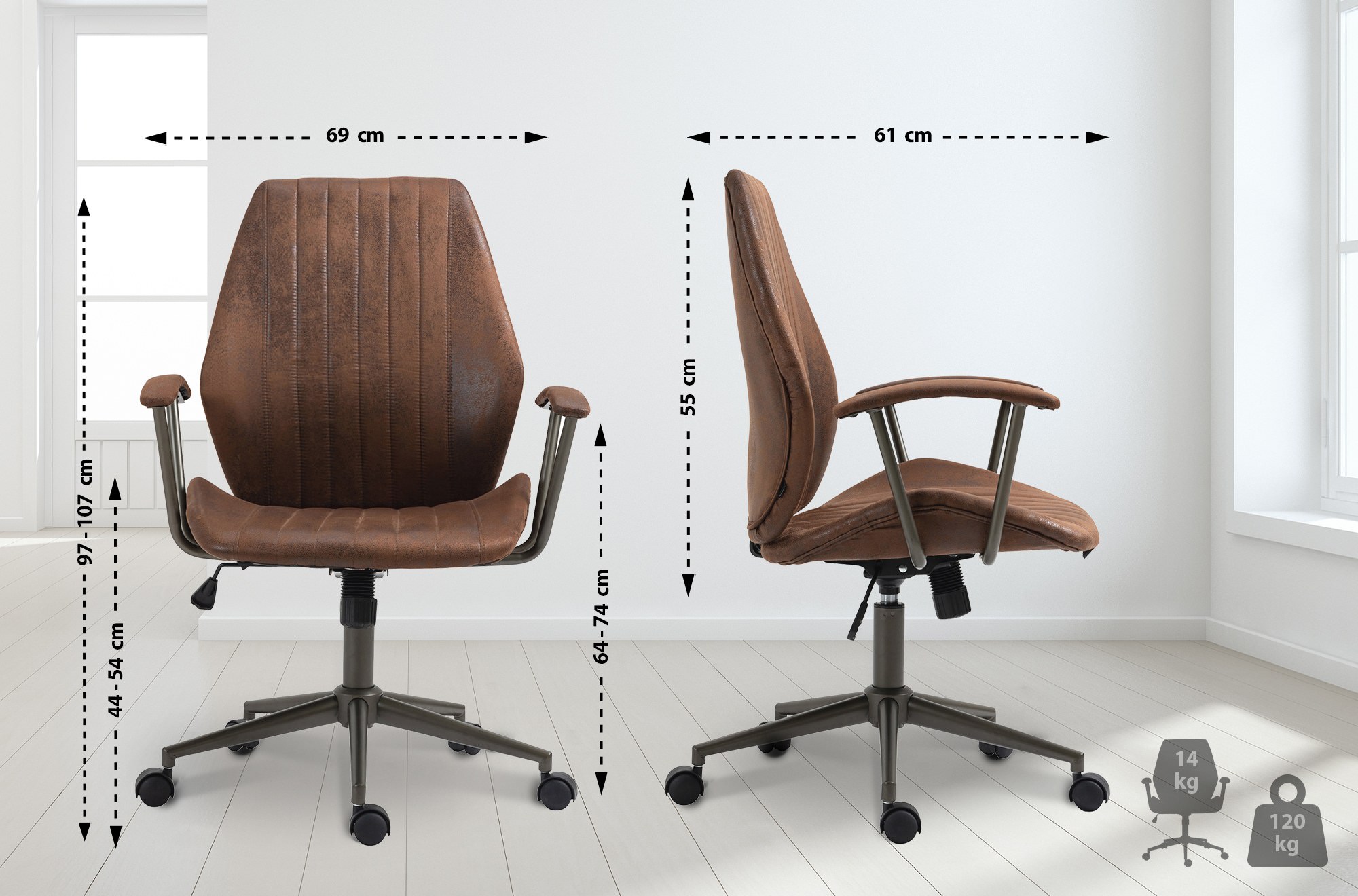 Silla de oficina Nampa en cuero de imitación