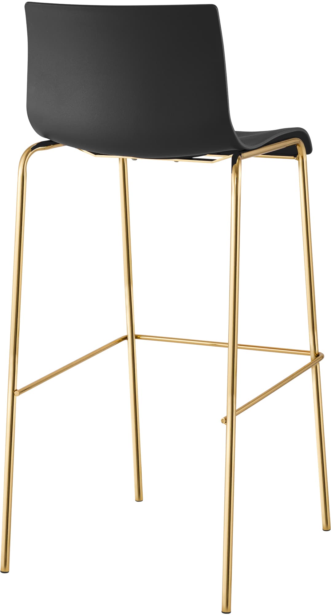 Set de 2 taburetes de bar Hover de plástico, base de 4 patas en color dorado