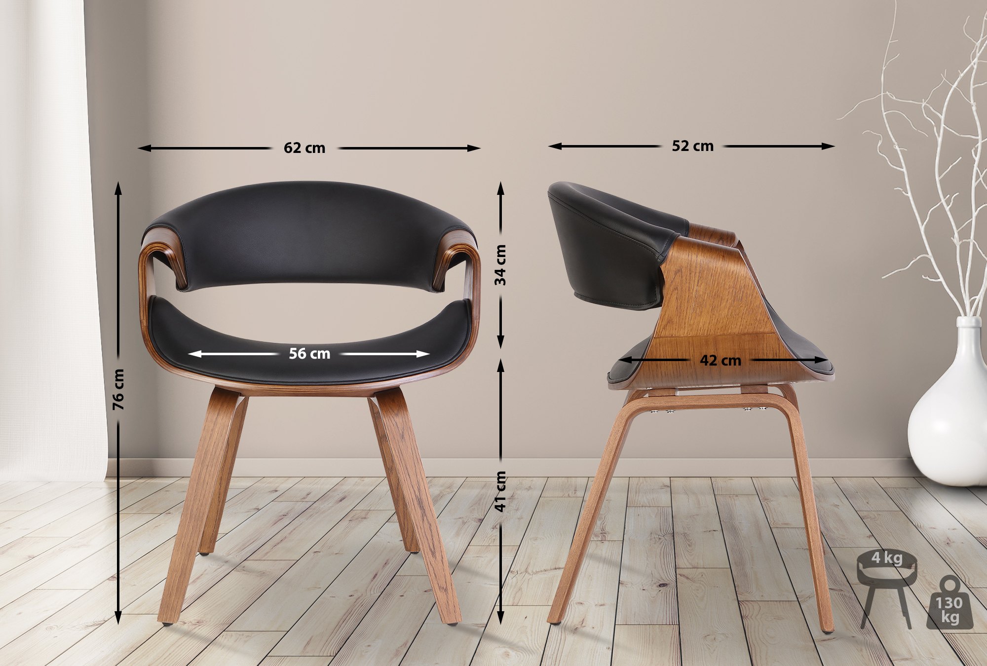Set de 2 Sillas de comedor Foley