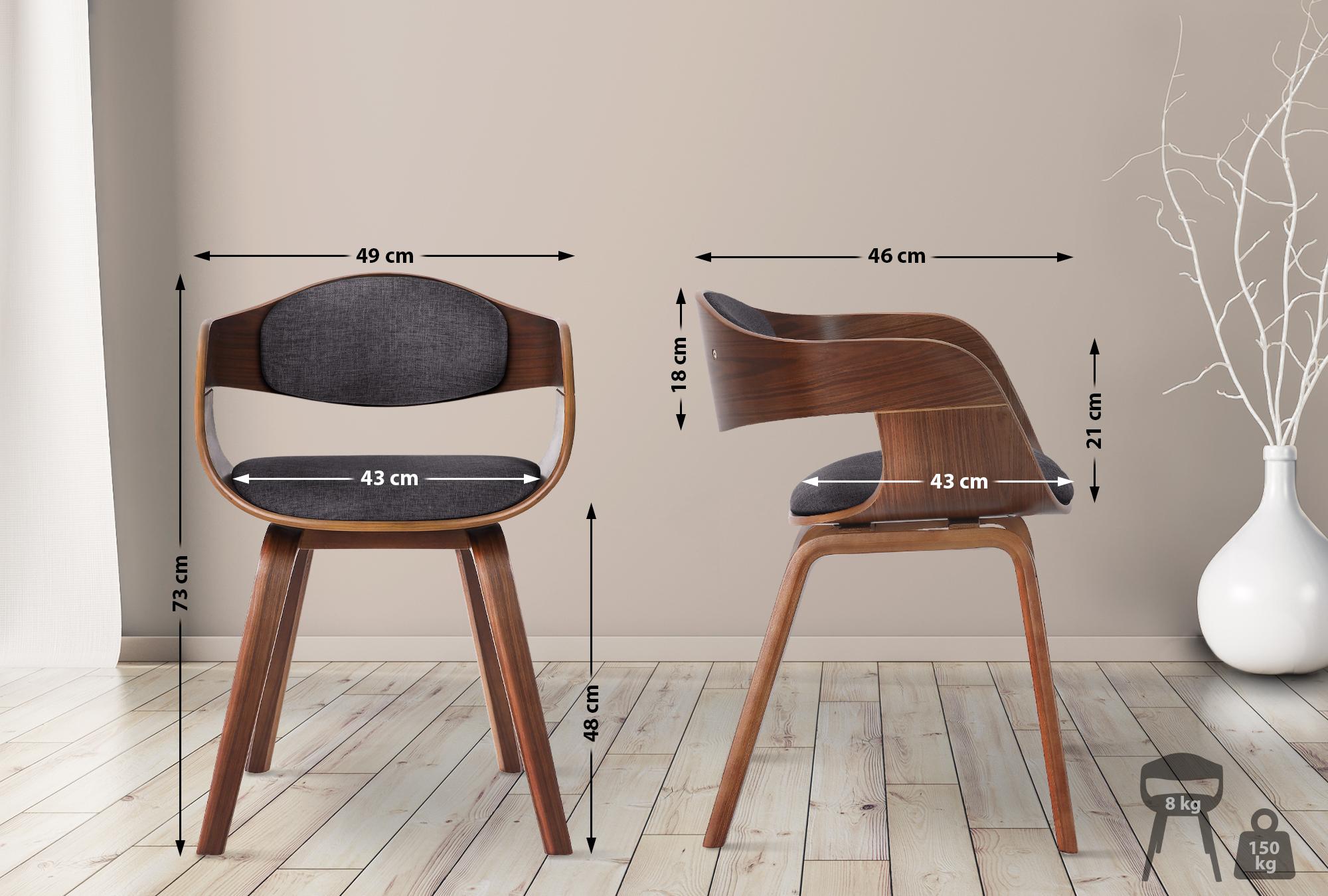 Set de 2 sillas de comedor Kingston de tela y madera