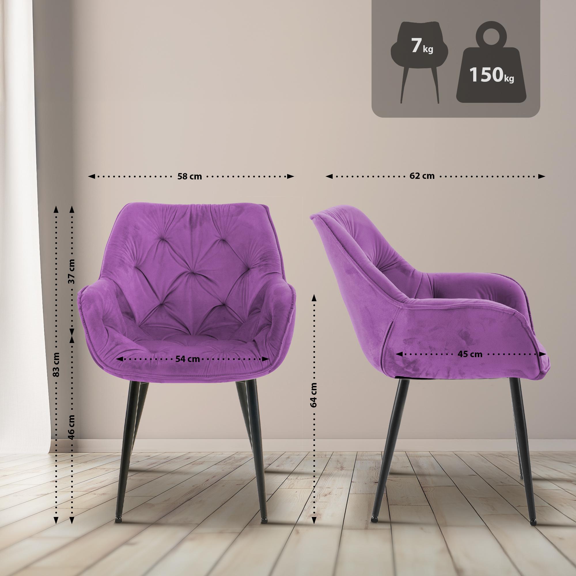 Set de 4 sillas Tanna de salón en terciopelo