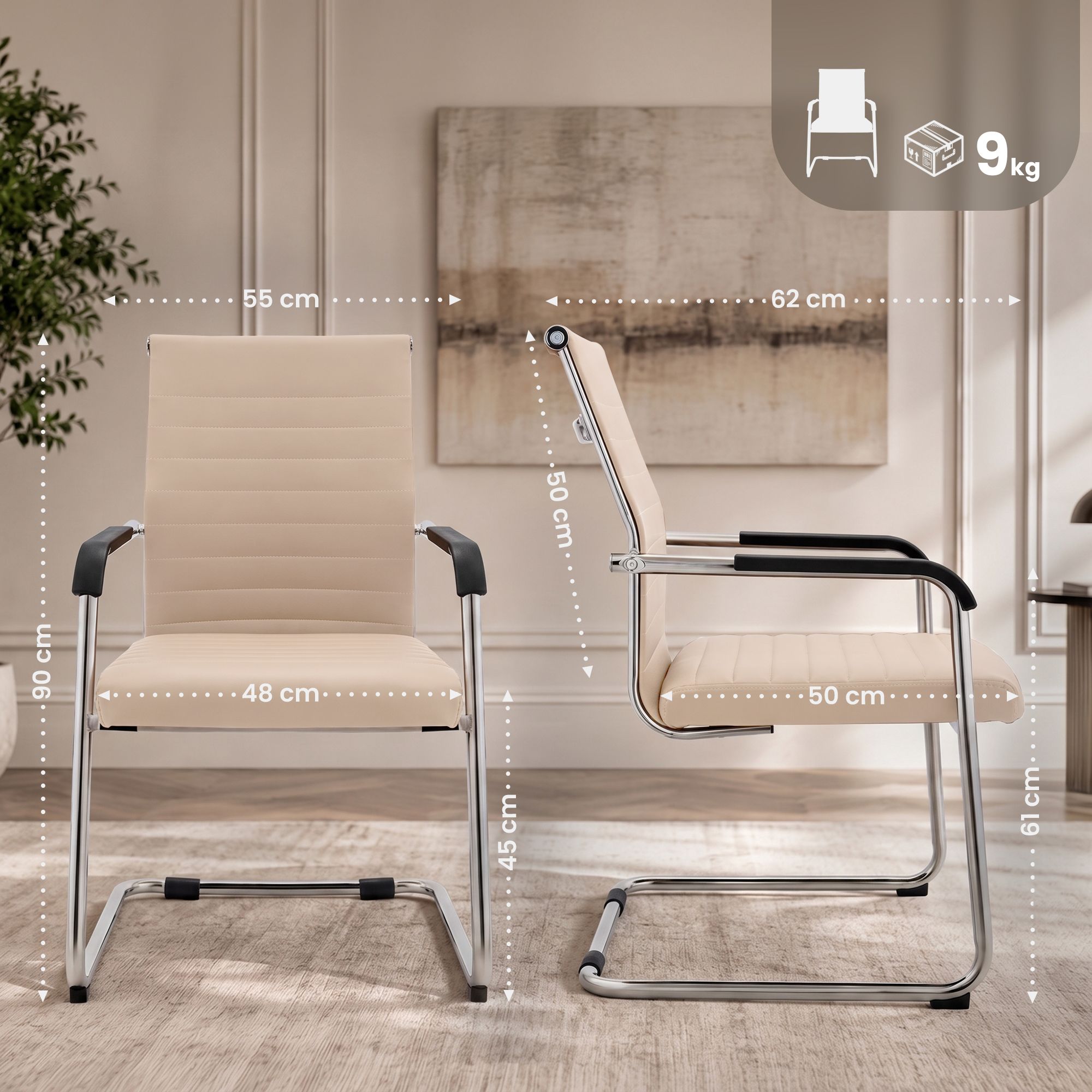 Silla cantilever Hakon en imitación de cuero elegante y cómoda para tu comedor o oficina