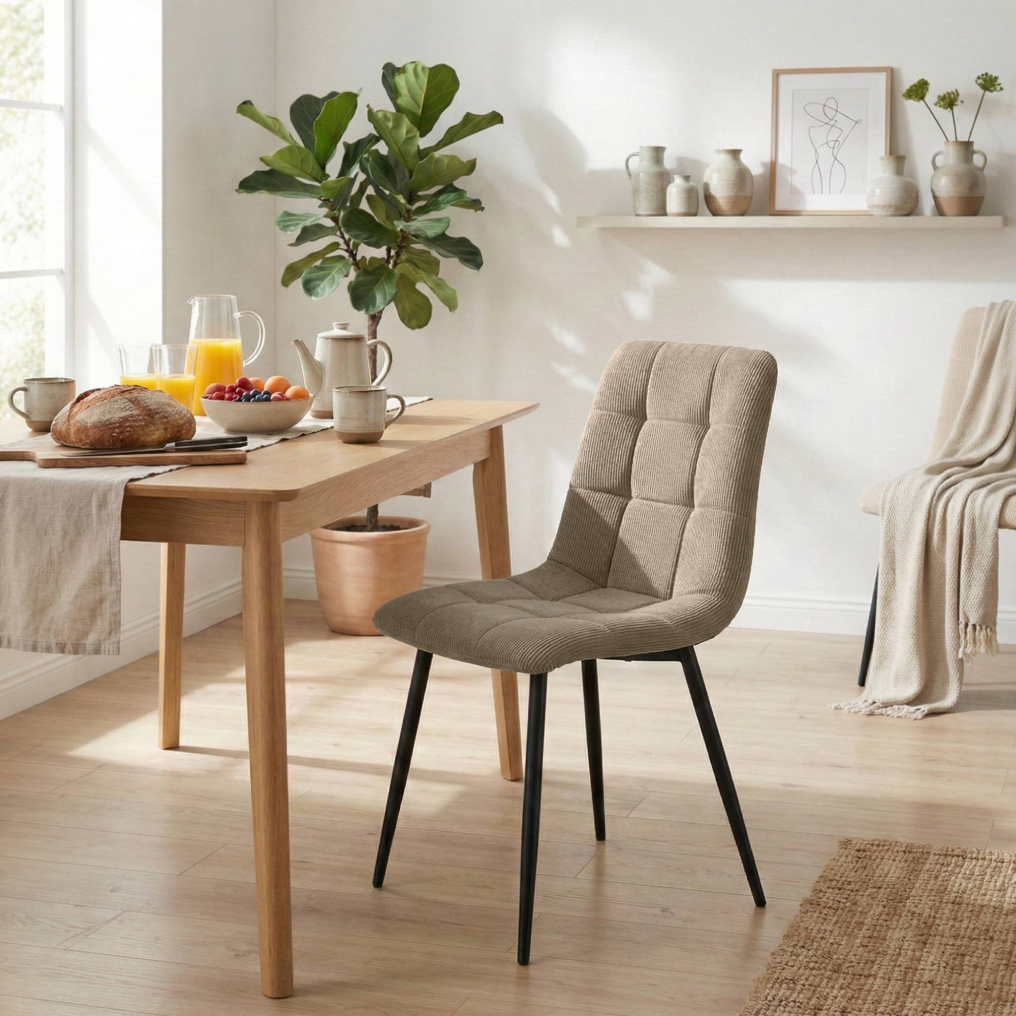 Set de 2 sillas de comedor Antibes de pana