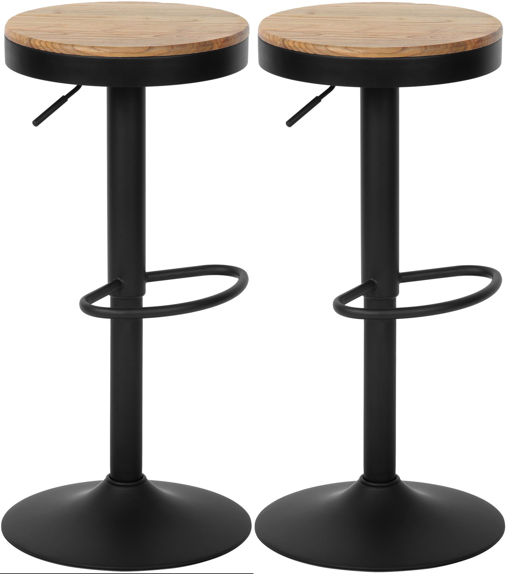 Juego de 2 taburetes de bar Pitas madera de olmo