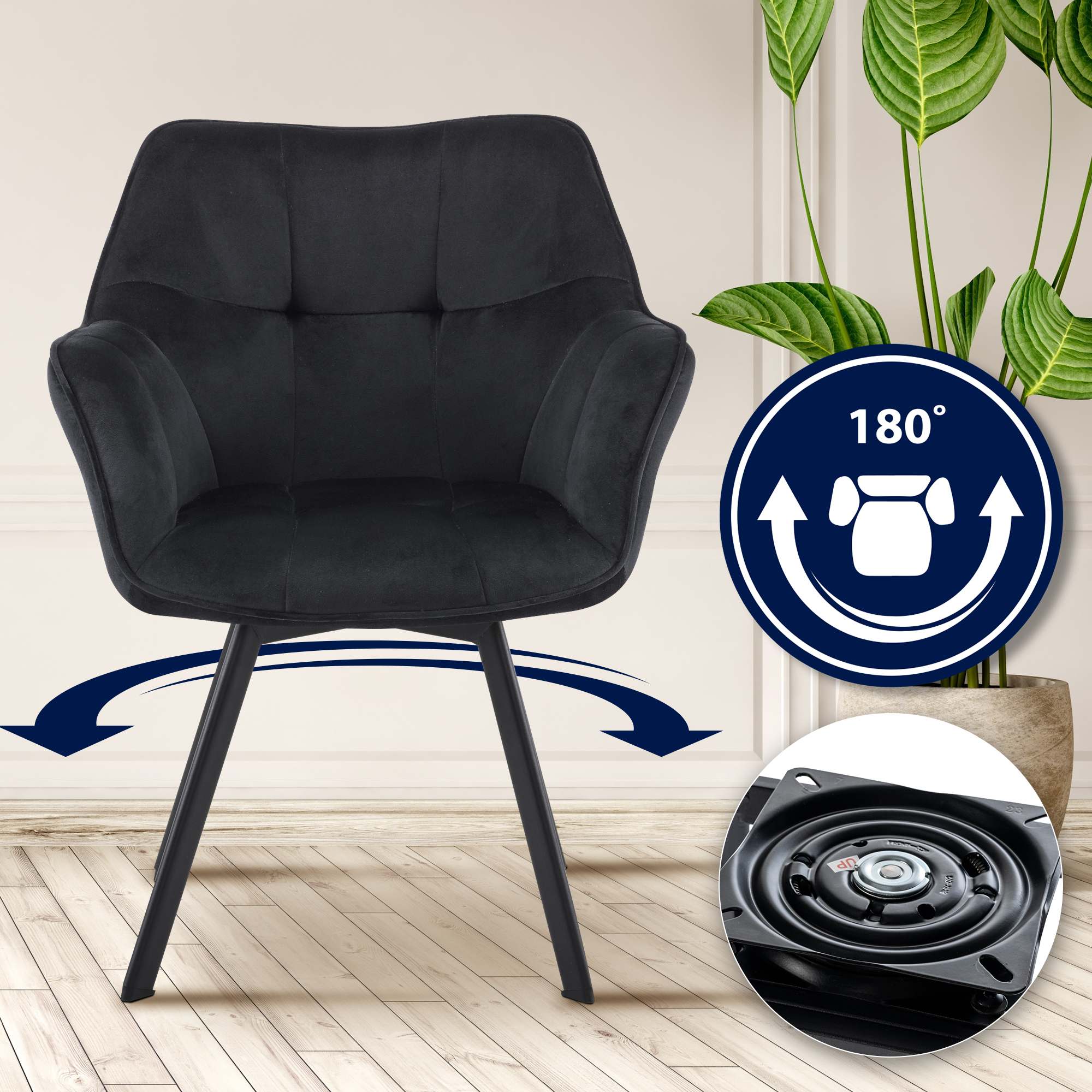 Silla de comedor de terciopelo Jordi