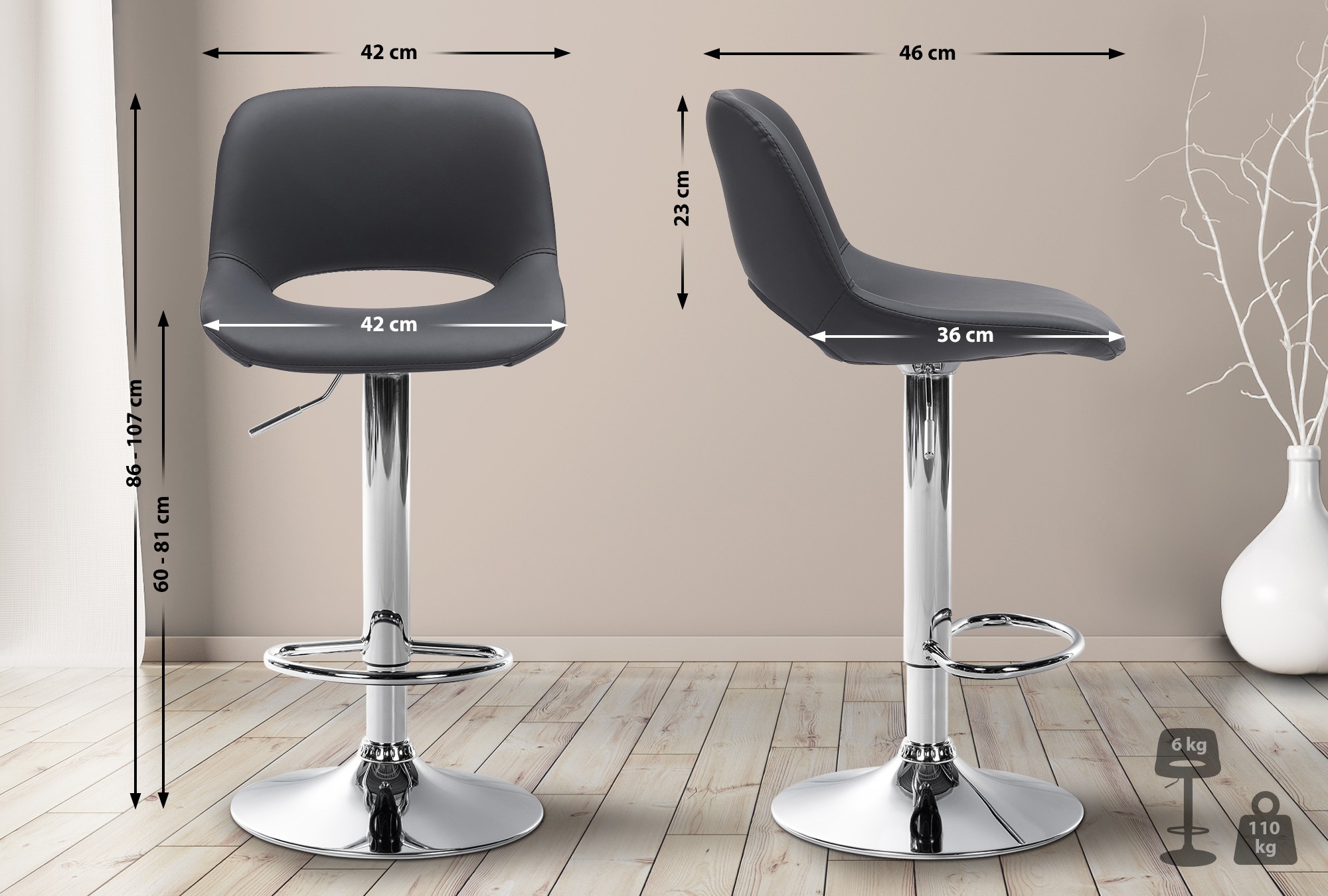 Set de 2 Taburetes de bar Camden En Polipiel