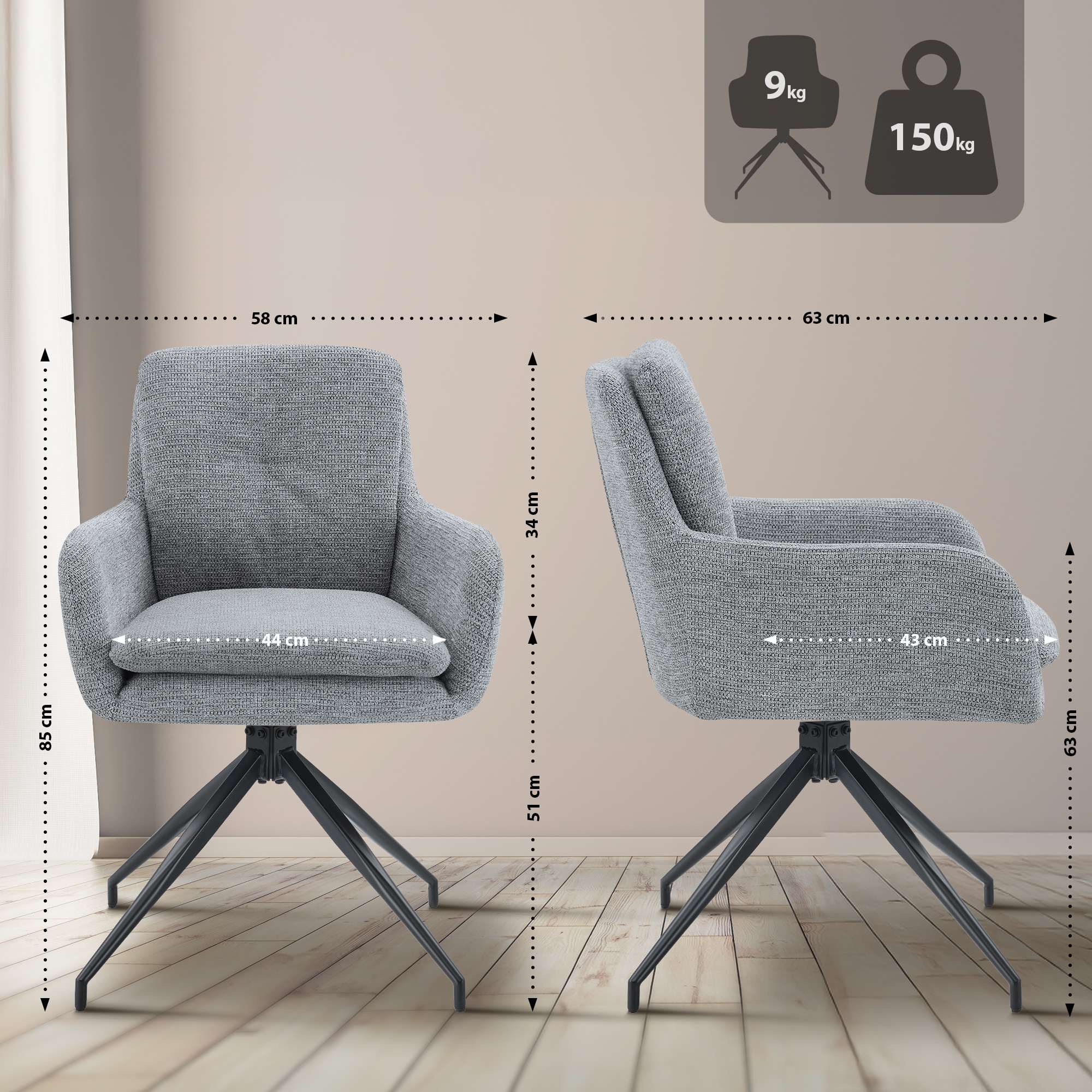 Silla de comedor Pickett tela