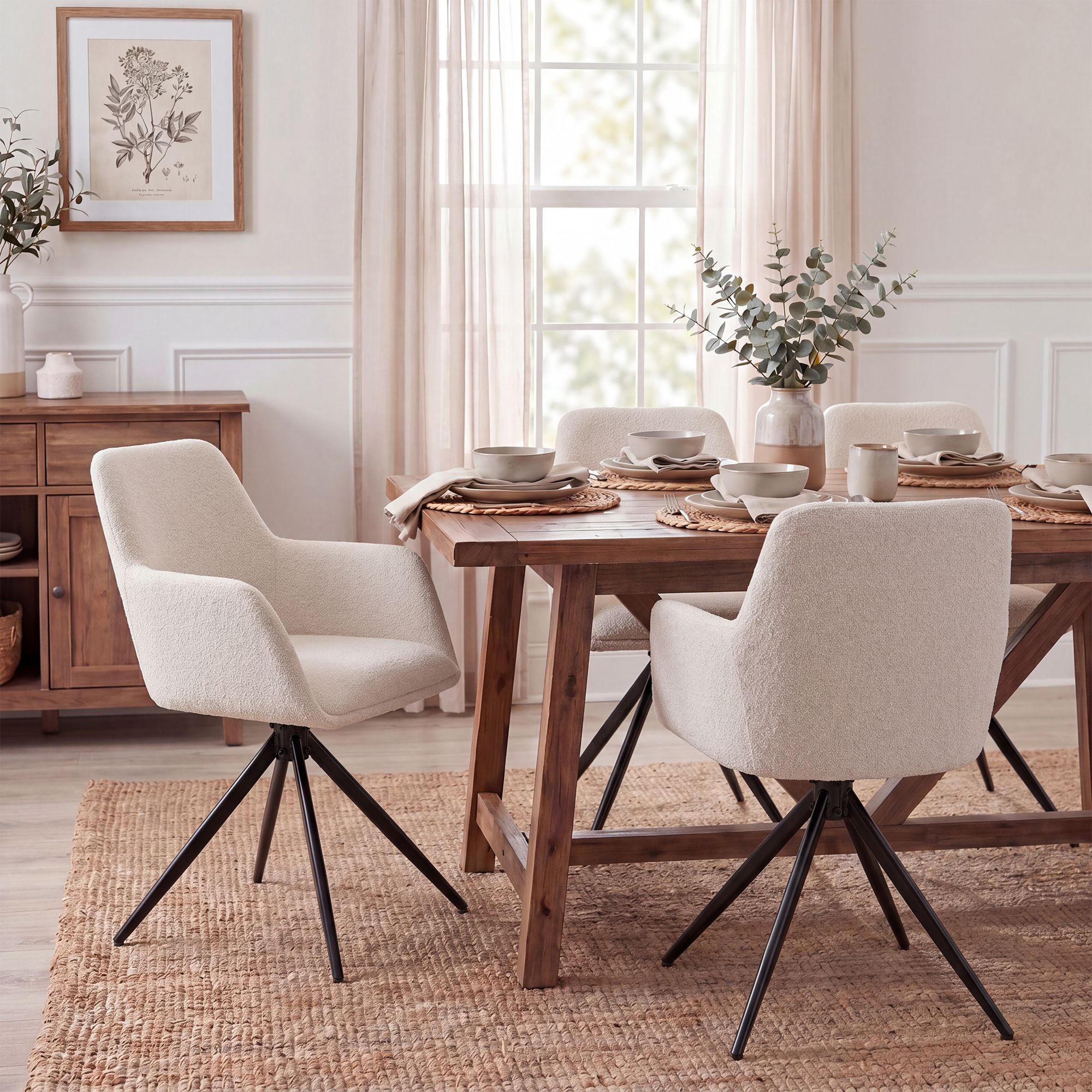 Silla de Comedor Olema de Tejido de Peluche