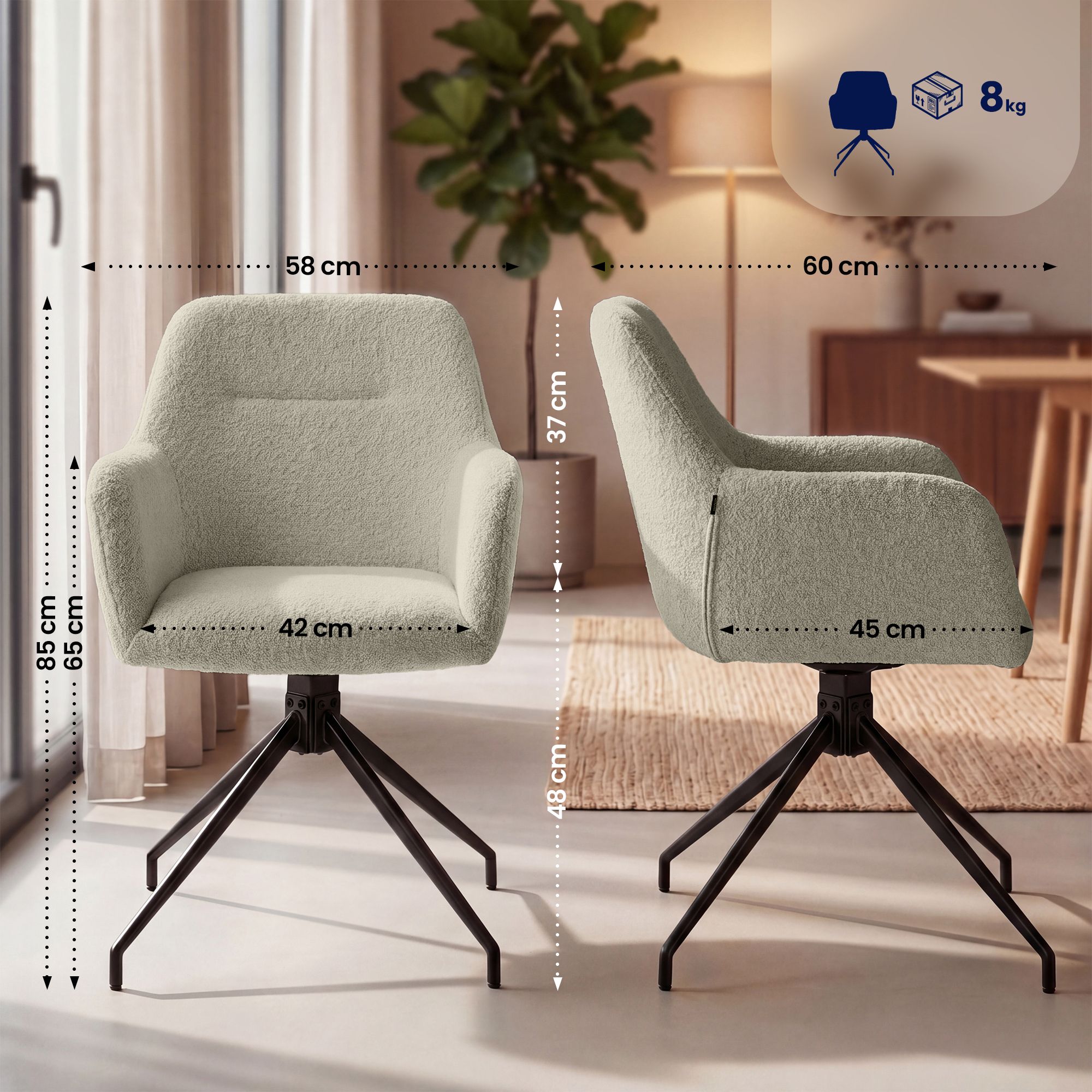 Silla de Comedor Merlinda con Tejido Teddy