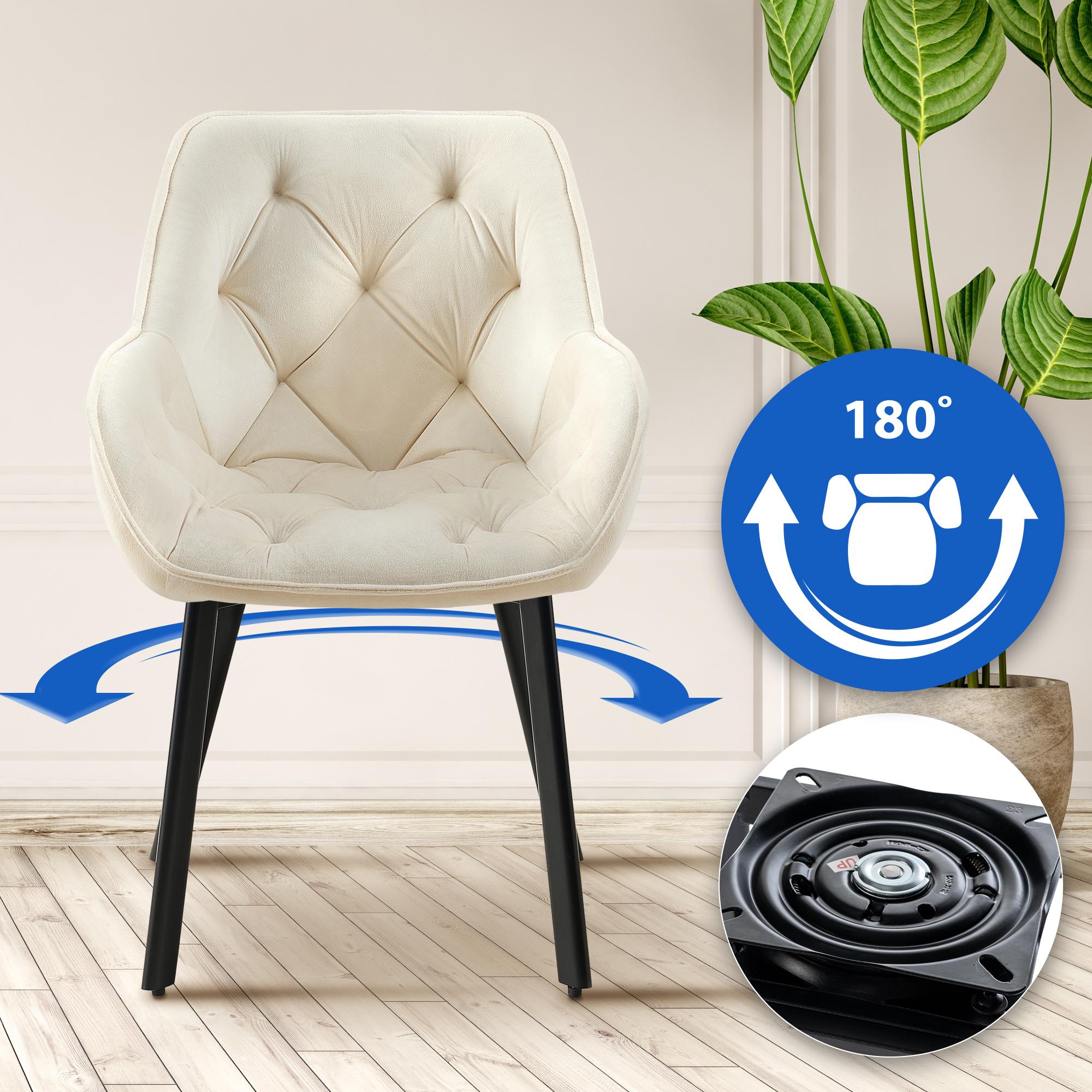 Juego de 2 Sillas de Comedor Antigo Giratorias de Terciopelo