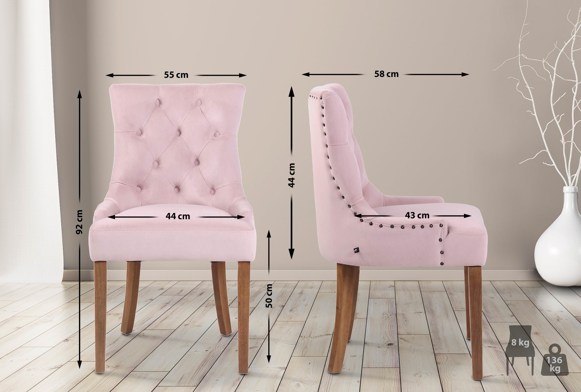 Silla De Comedor Aberdeen En Terciopelo