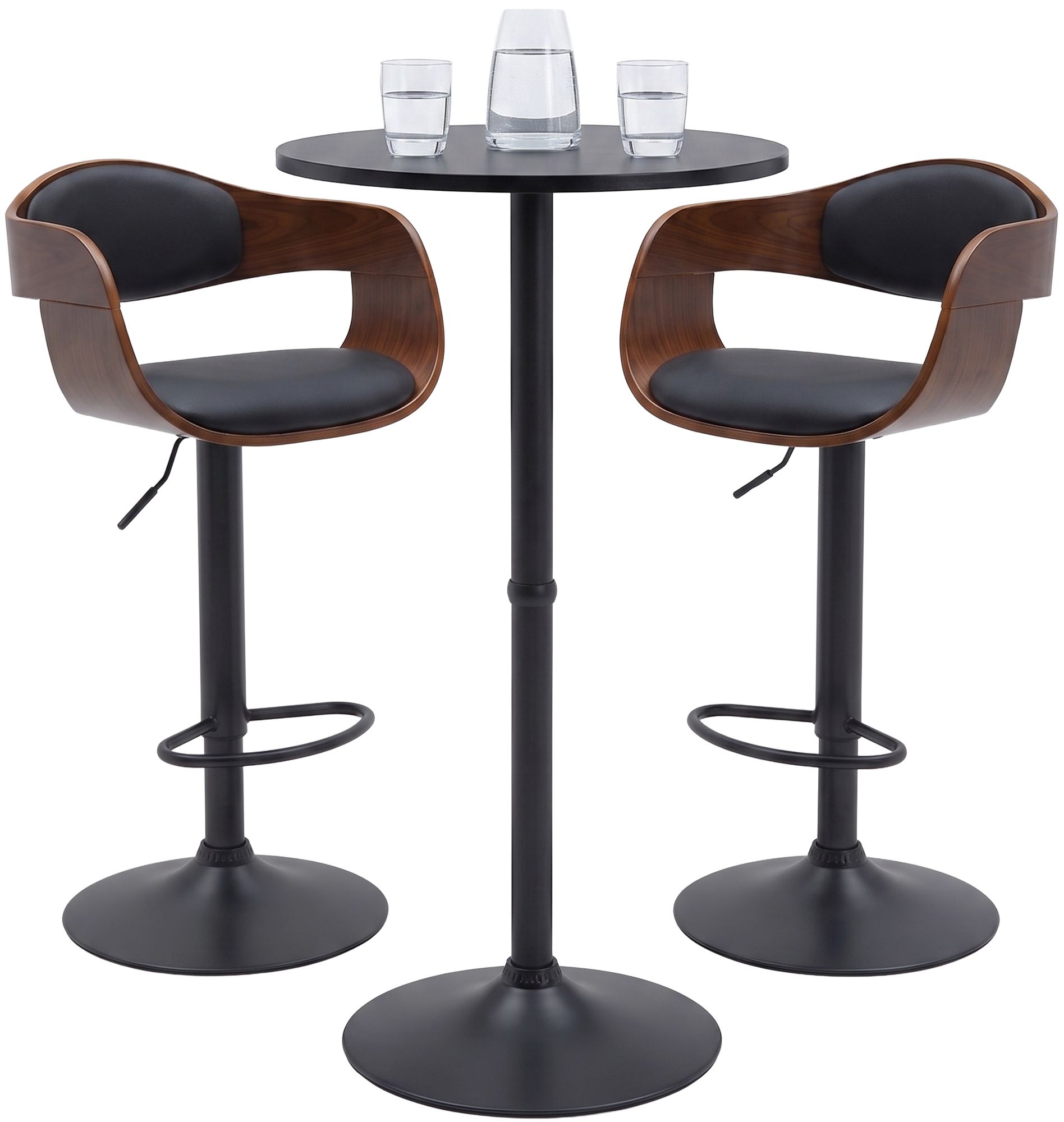 Conjunto de mesa alta Kivo con dos taburetes de bar