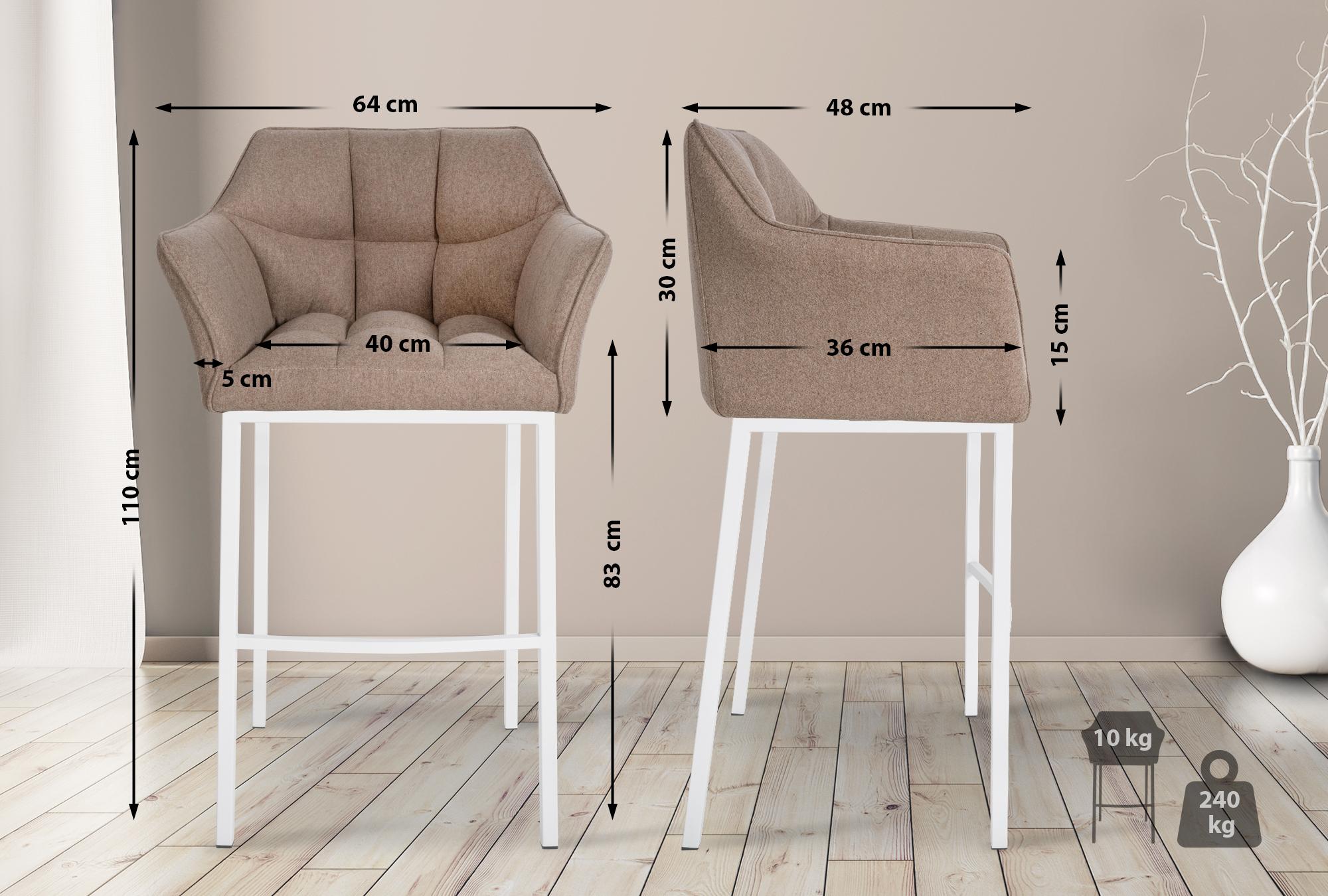 Taburete de Bar Damaso con Fieltro y Base de Cuatro Patas