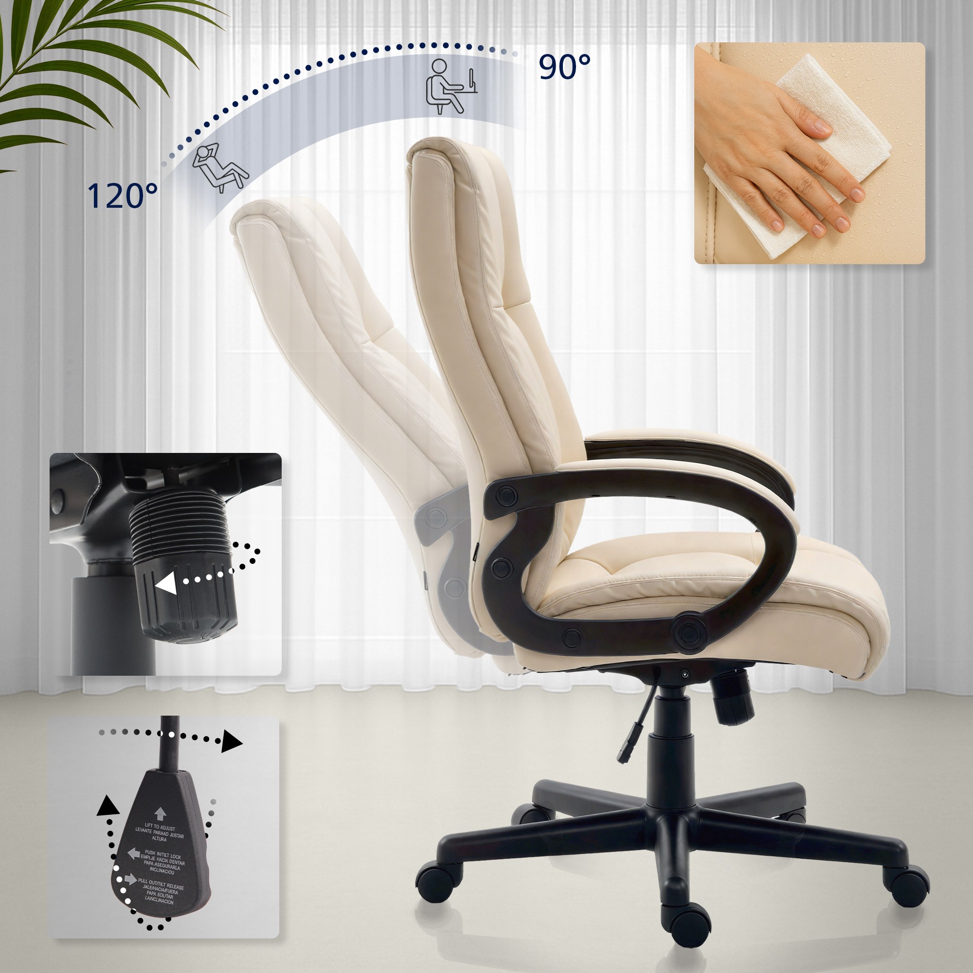 Silla de oficina XL Sparta imitación cuero