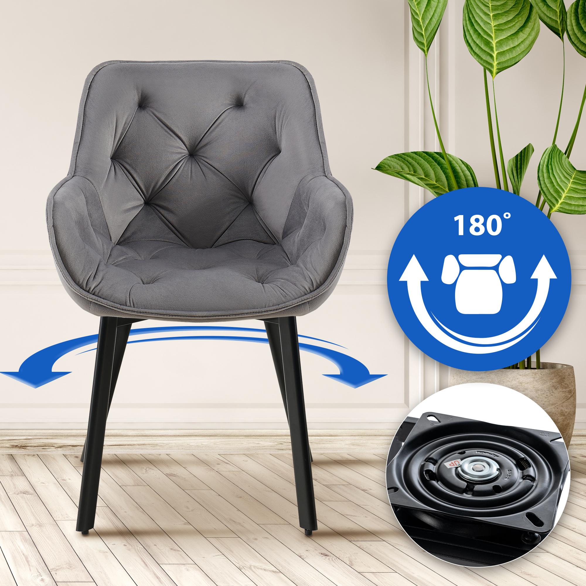 Juego de 2 Sillas de Comedor Antigo Giratorias de Terciopelo