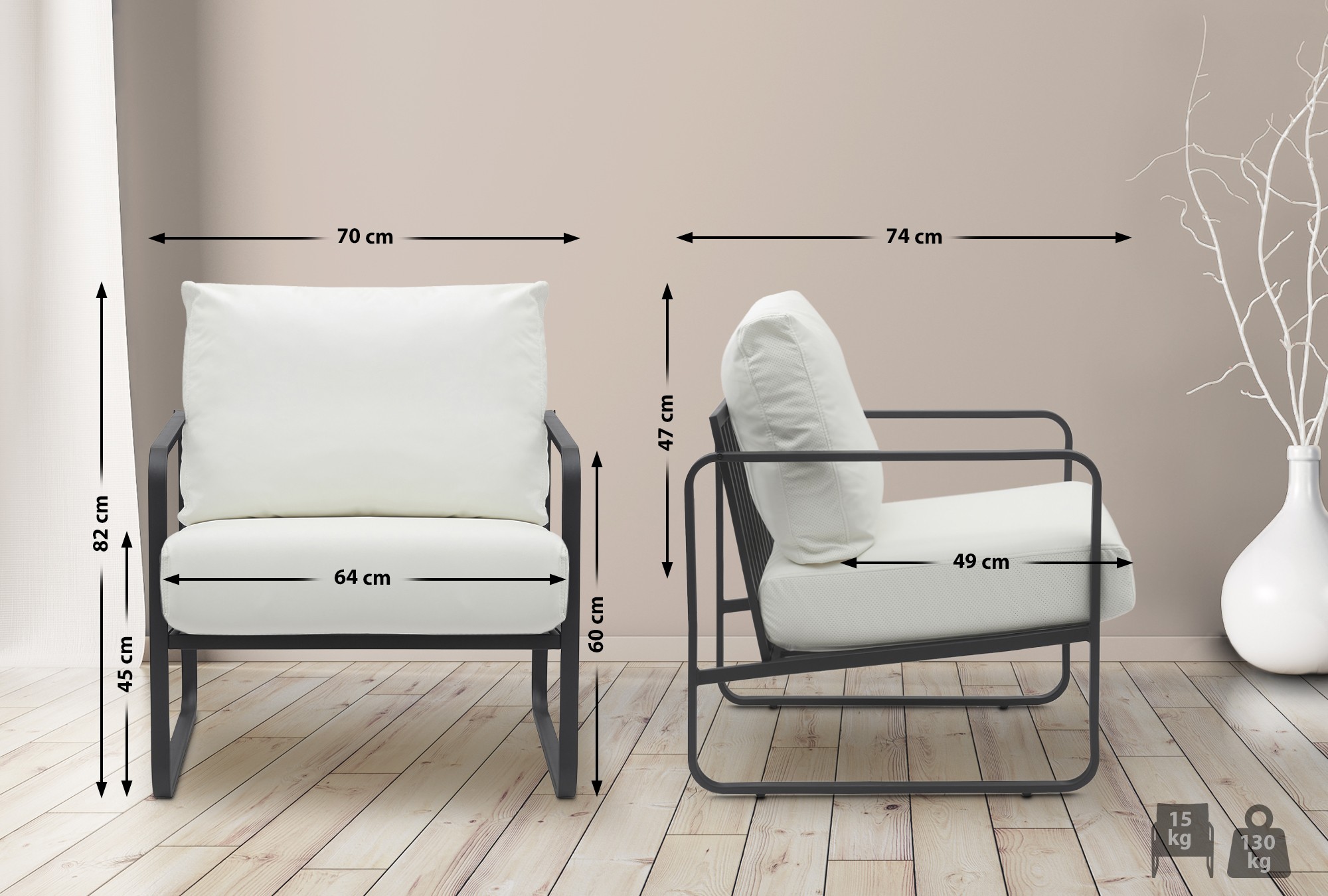 Sillón Manea en polipiel o tela