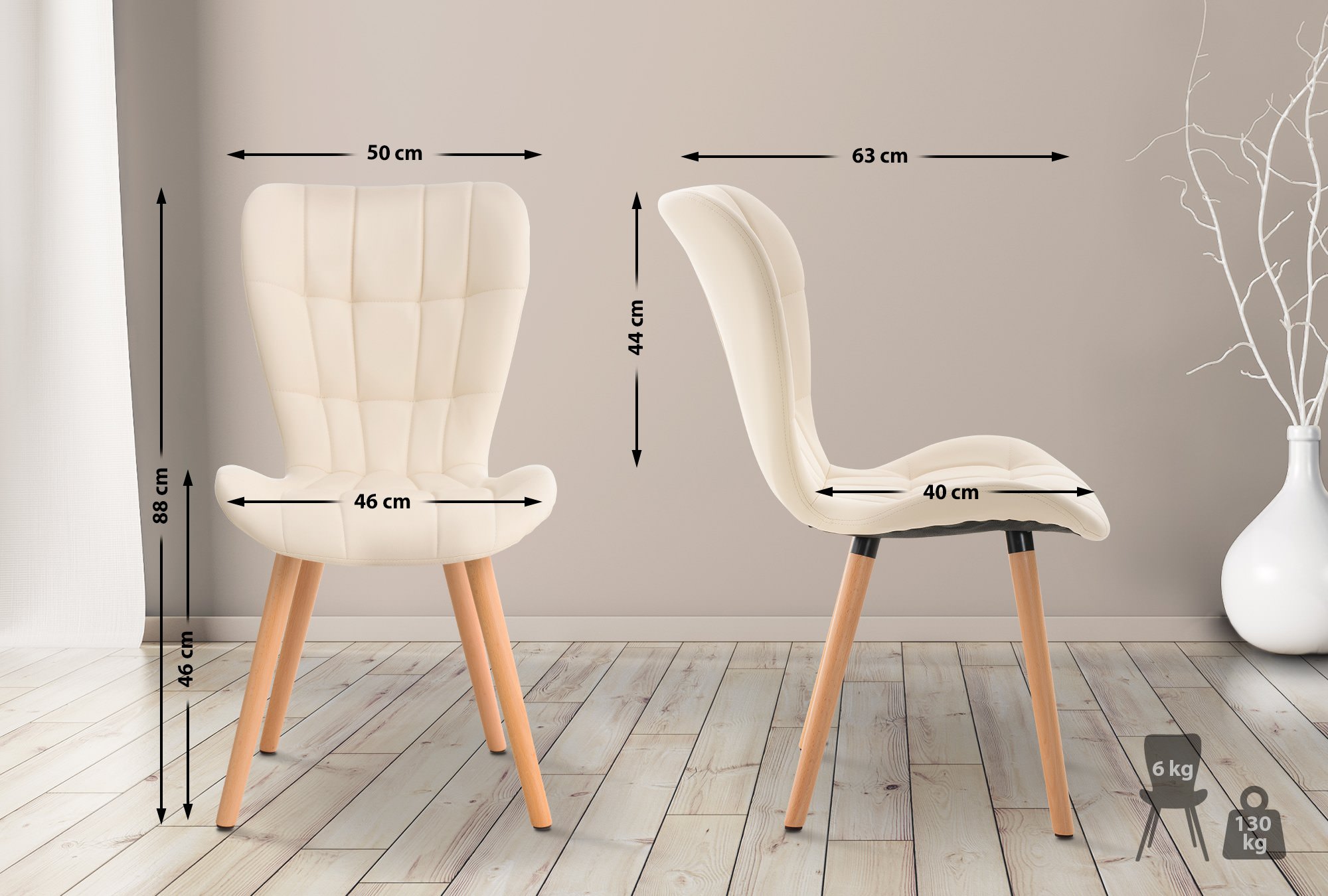Set de 2 sillas de comedor Elda