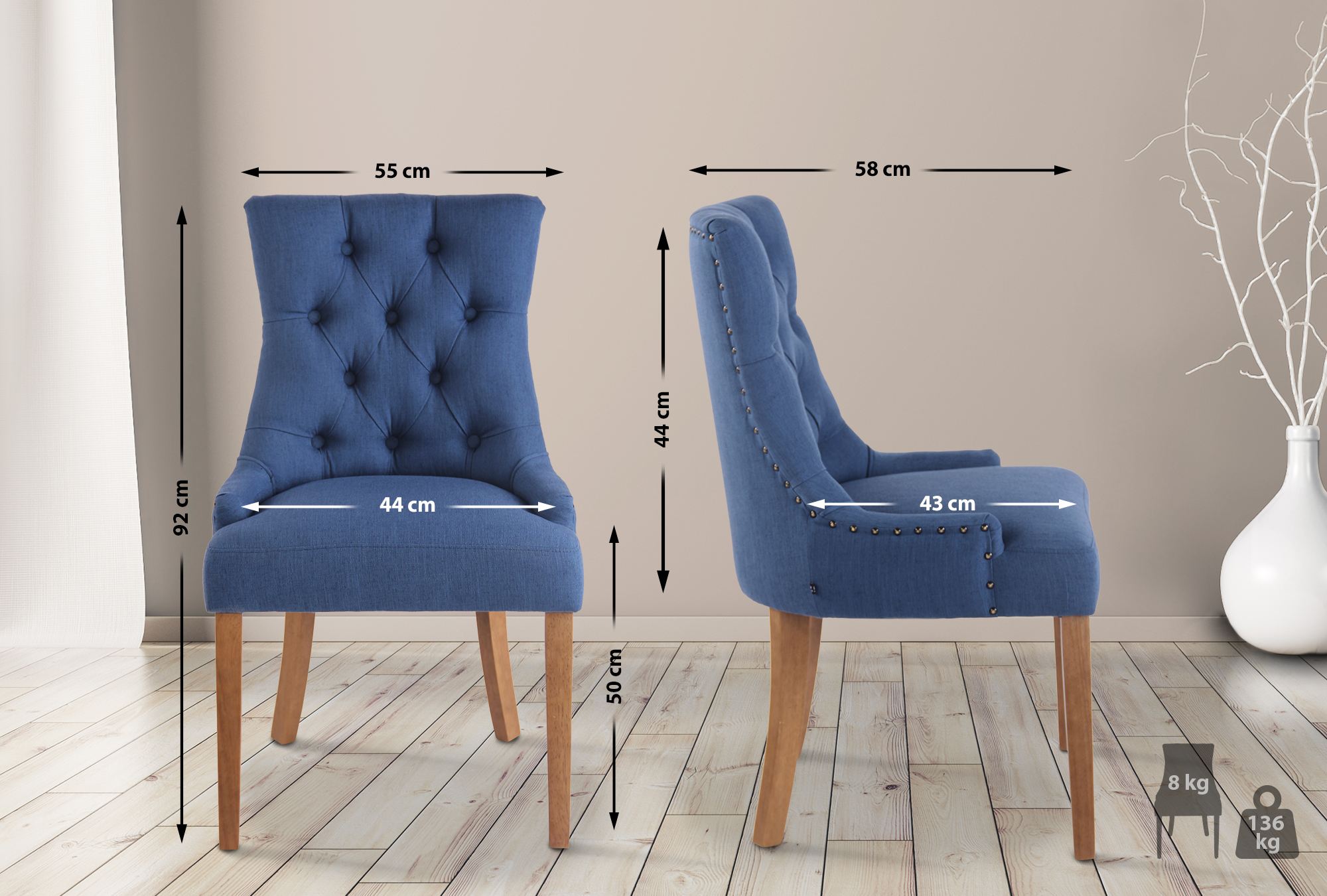 Set De 2 Sillas De Comedor Aberdeen