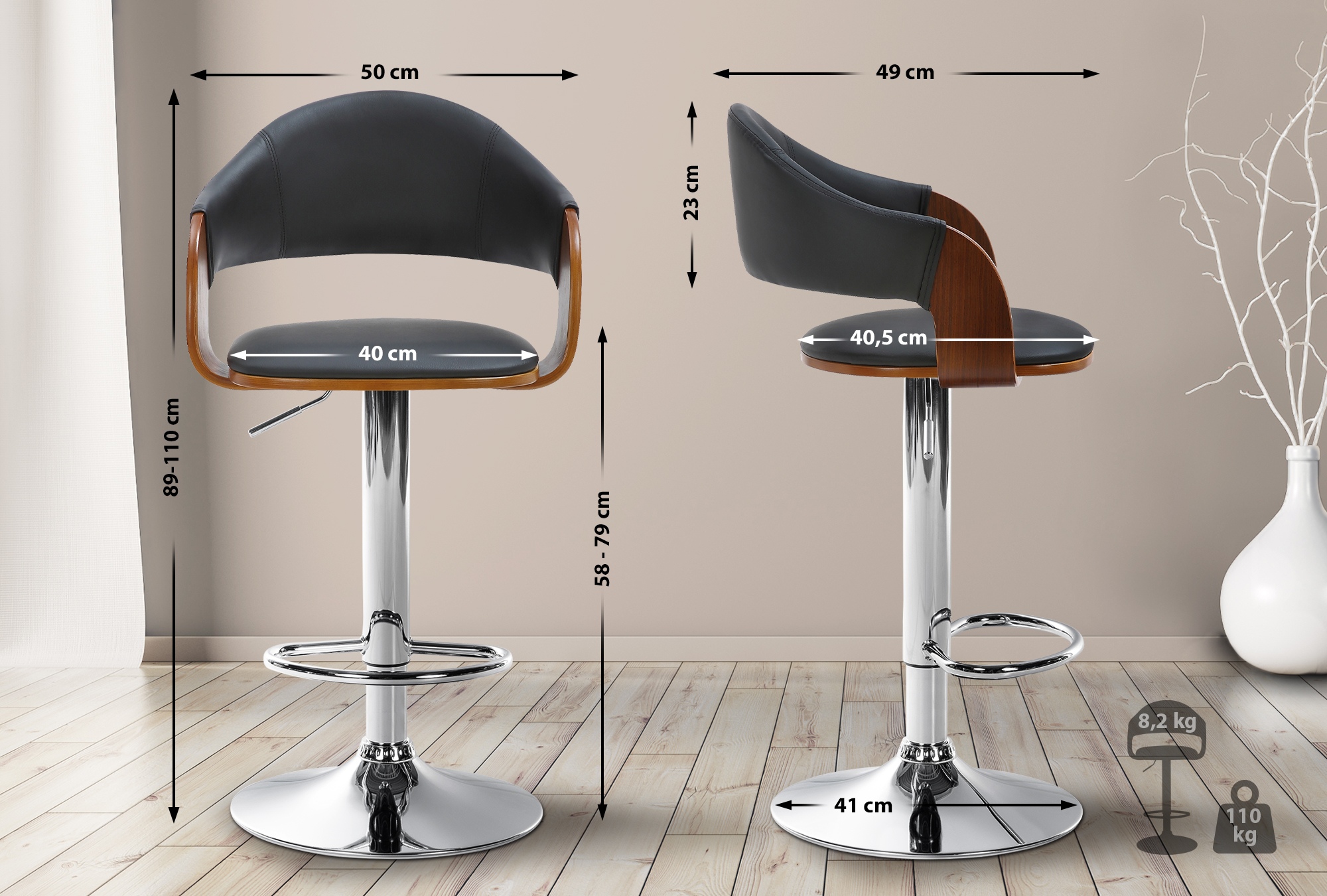 Set de 2 Taburetes de bar Nilse en polipiel