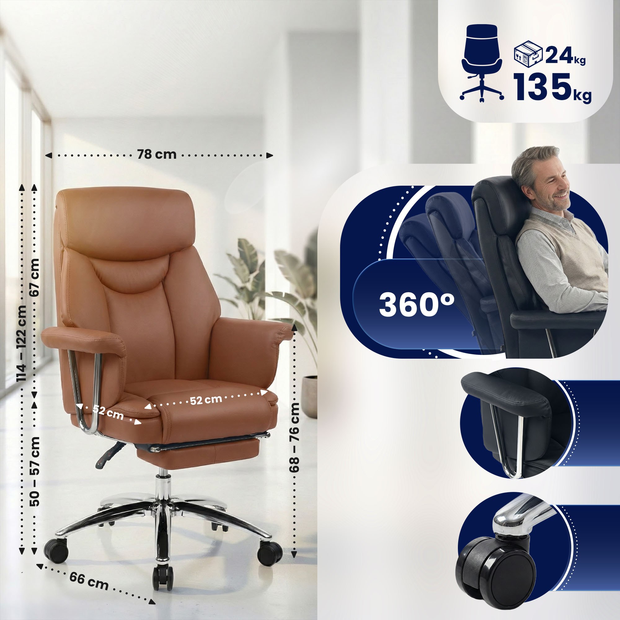 Silla de Oficina Dahra Cuero Auténtico