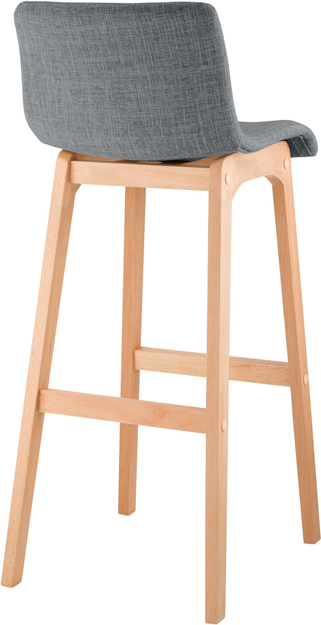 Juego de 2 taburetes de bar Hover, asiento de tela, patas de madera de haya natural