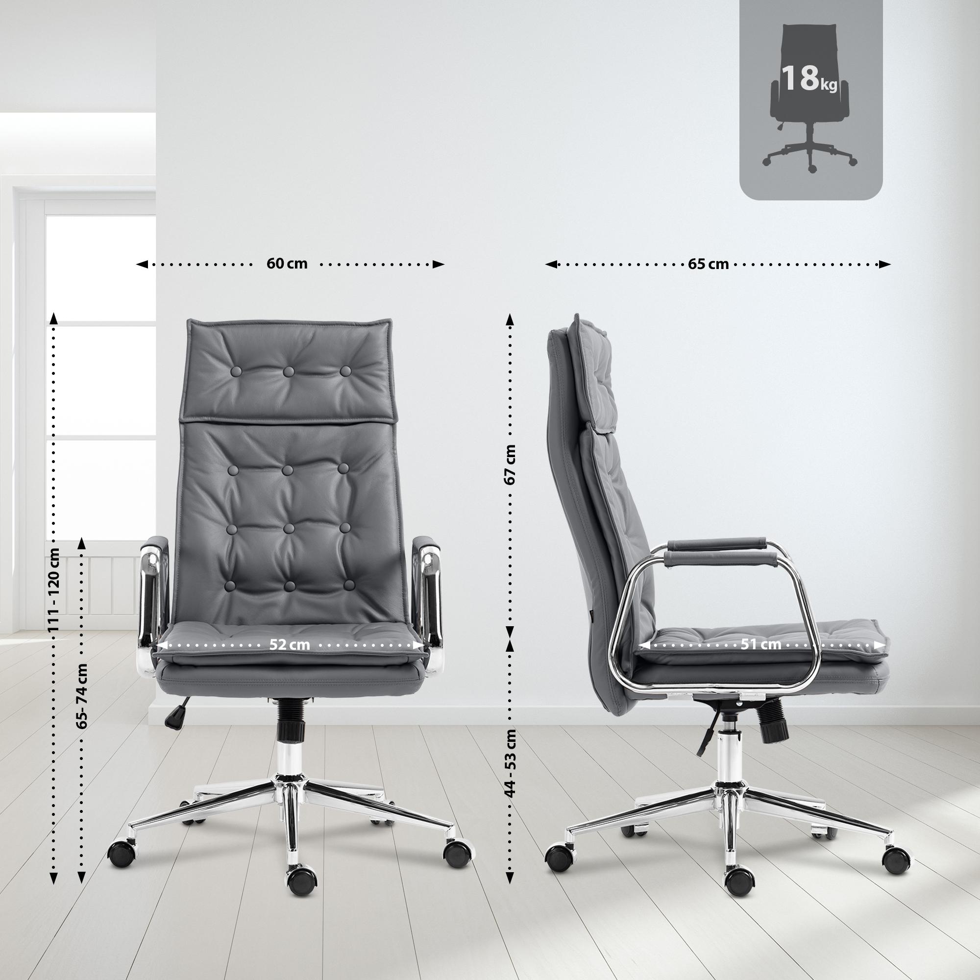 Silla de oficina Sotira de cuero genuino